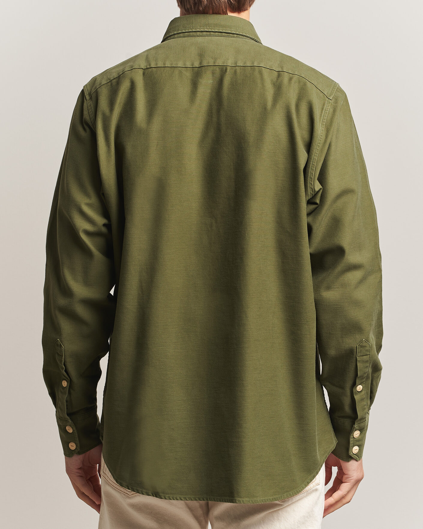 Heren | Overhemden | Drake's | Two Pocket Casual Cotton Shirt Olive