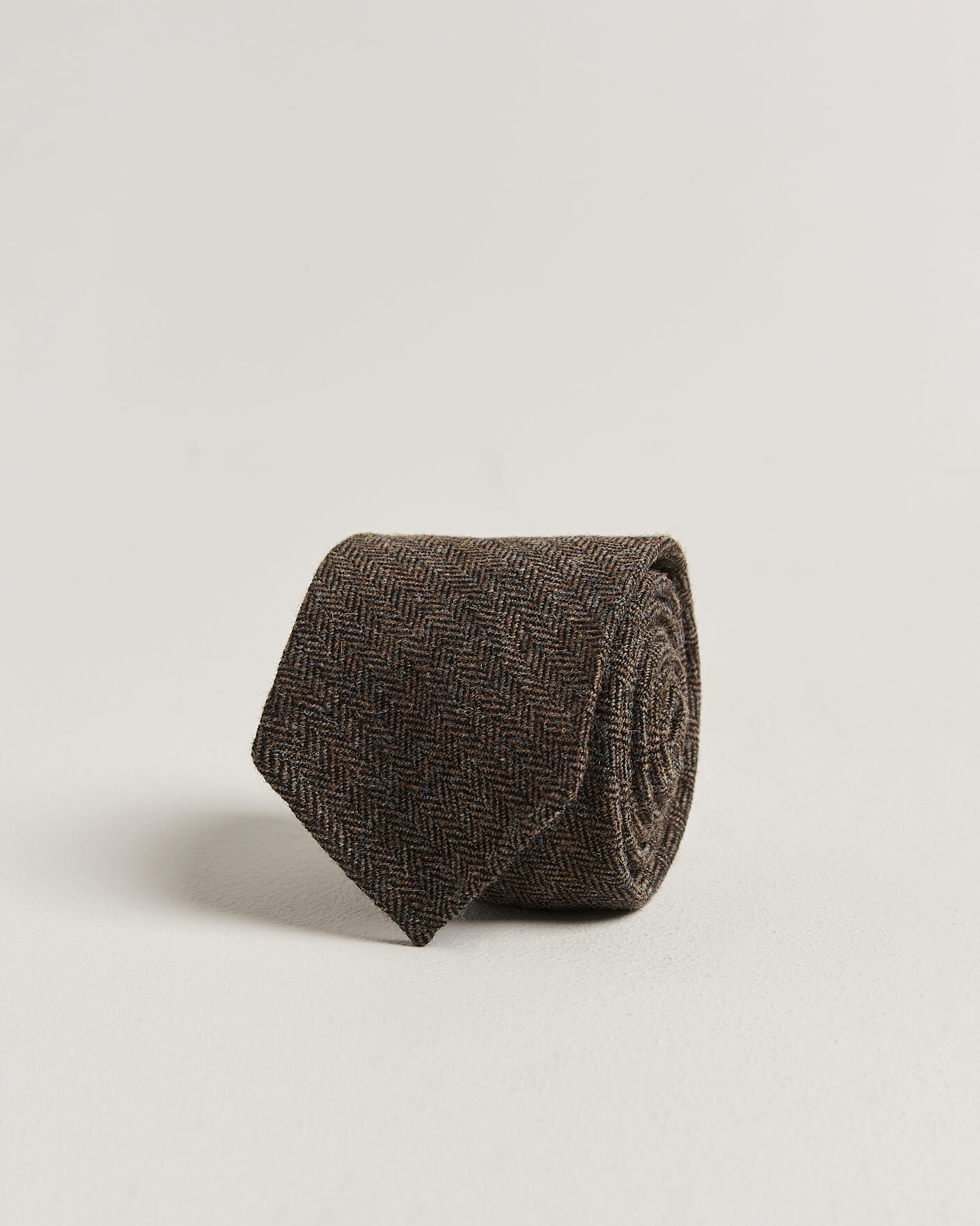 Homme | Cravates | Drake's | Shetland Herringbone Tie Brown