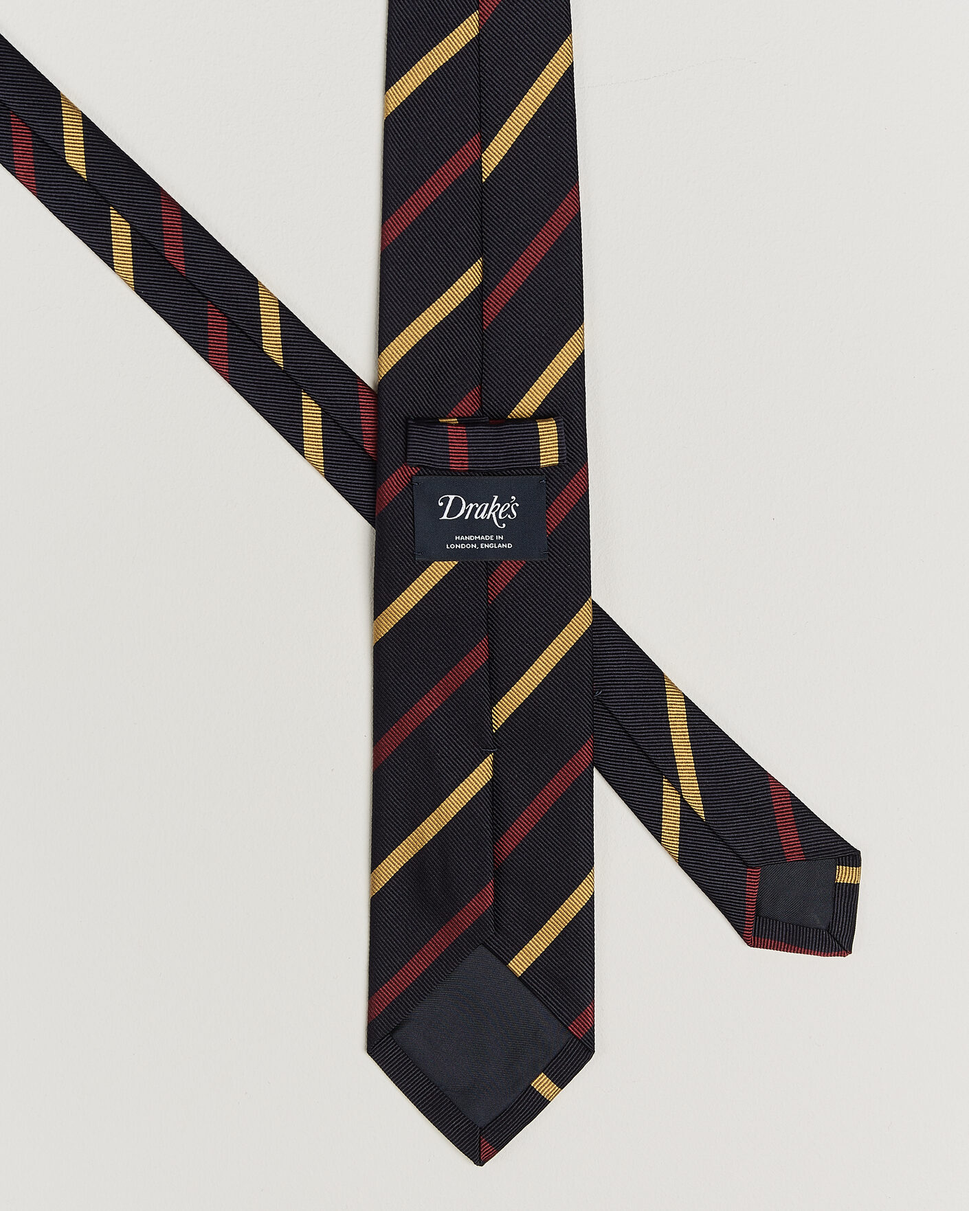 Homme | Cravates | Drake's | Line Stripe Super Reppe Tie Navy/Red/Yellow