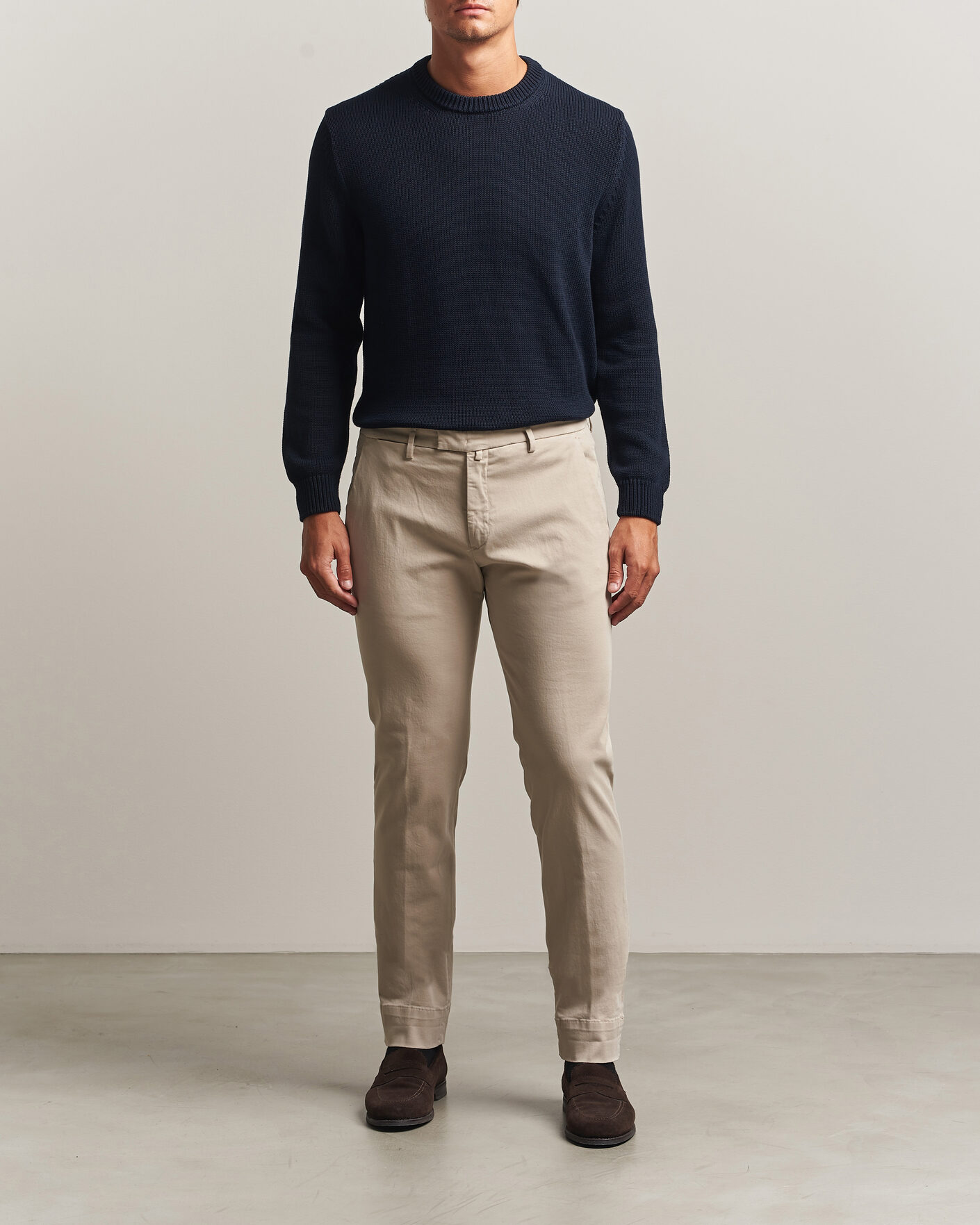 Homme | Pantalons | Briglia 1949 | Slim Fit Cotton Stretch Trousers Beige
