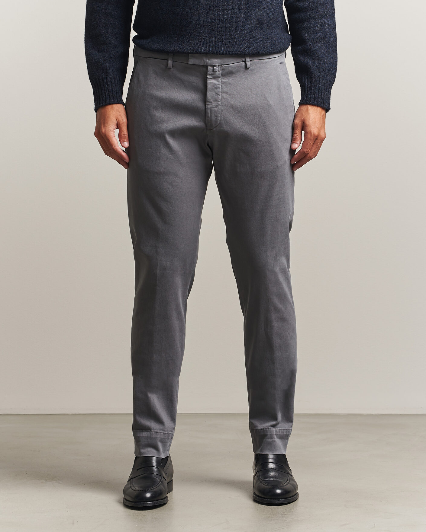 Homme | Pantalons | Briglia 1949 | Slim Fit Cotton Stretch Trousers Grey