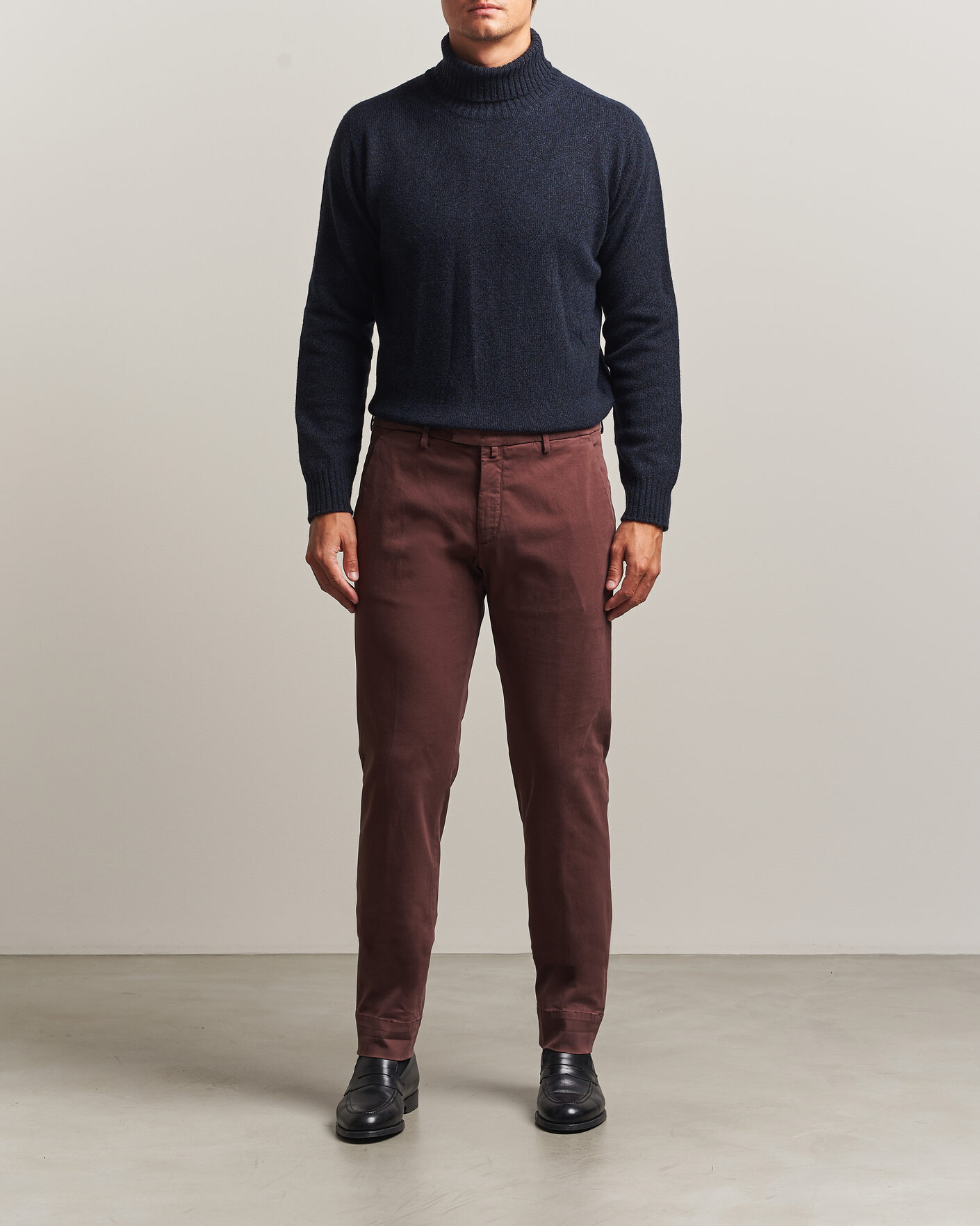 Homme | Pantalons | Briglia 1949 | Slim Fit Cotton Stretch Trousers Burgundy