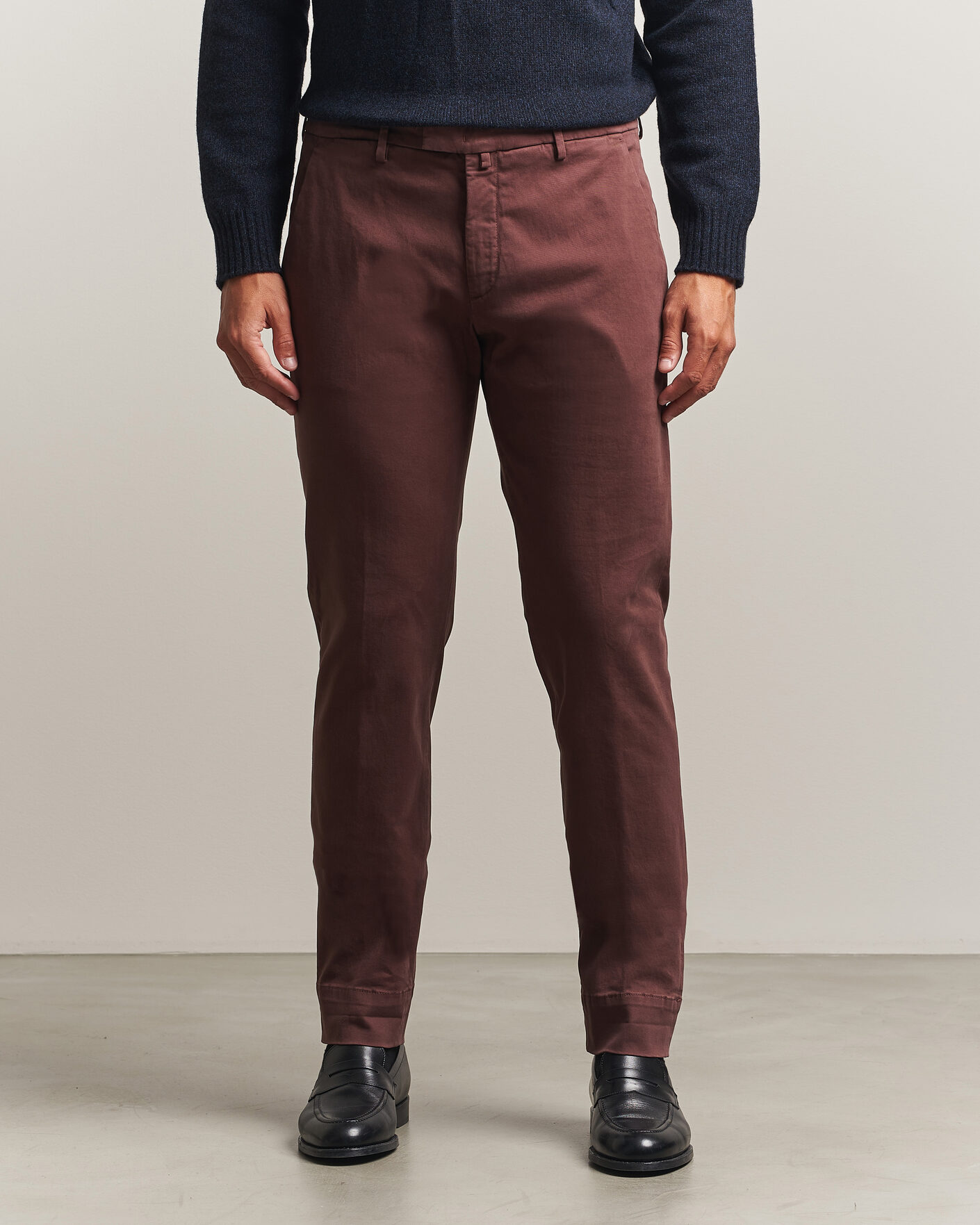 Homme | Pantalons | Briglia 1949 | Slim Fit Cotton Stretch Trousers Burgundy