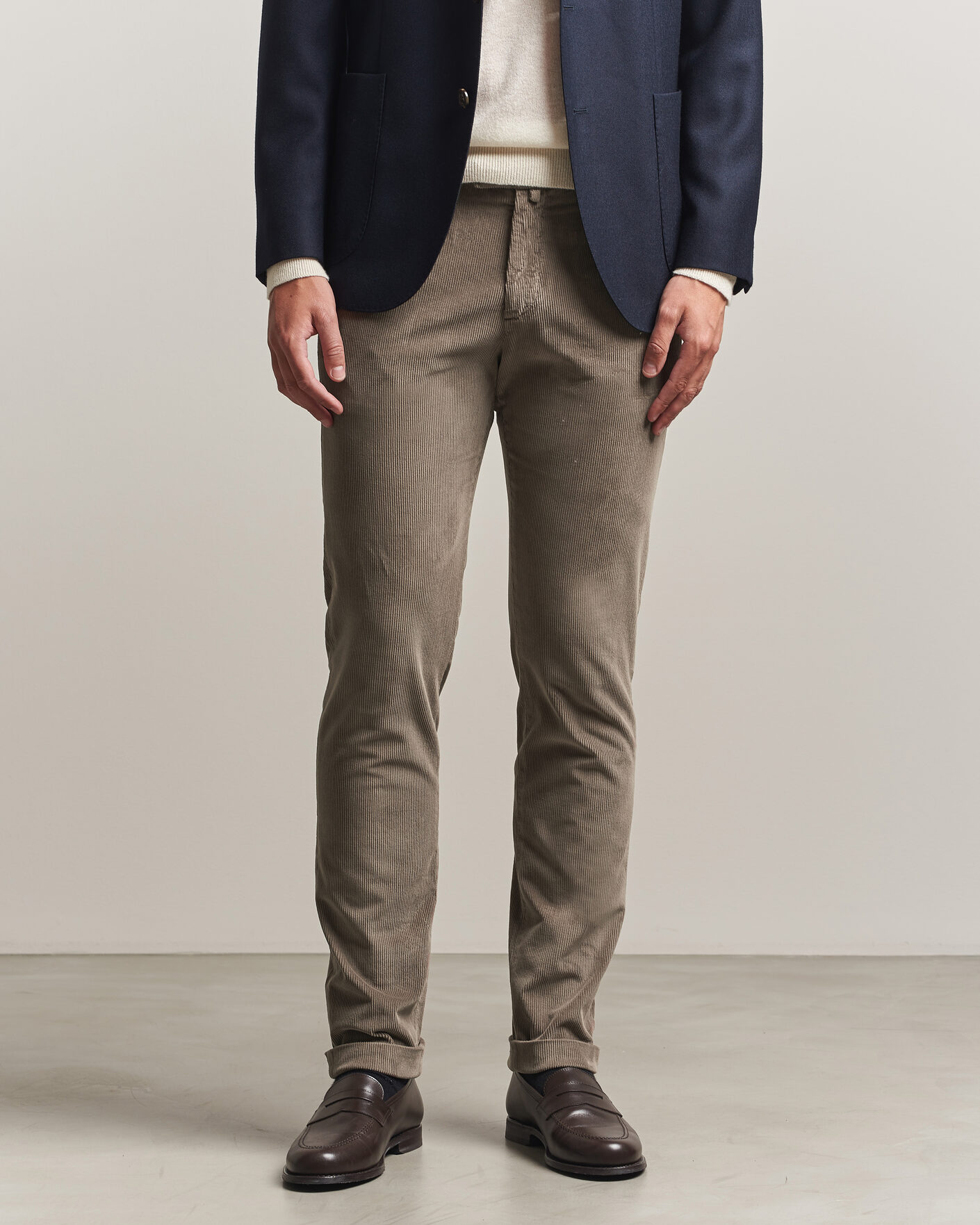 Homme | Pantalons | Briglia 1949 | Slim Fit Corduroy Trousers Taupe