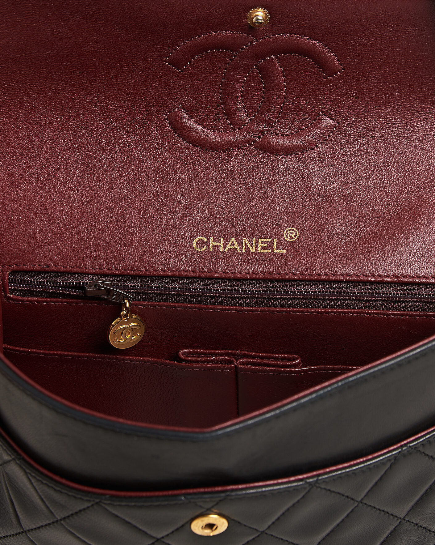 Homme | Pre-Owned & Vintage Bags | Chanel Pre-Owned | Classic Medium Square Double Flap Bag Lambskin Black