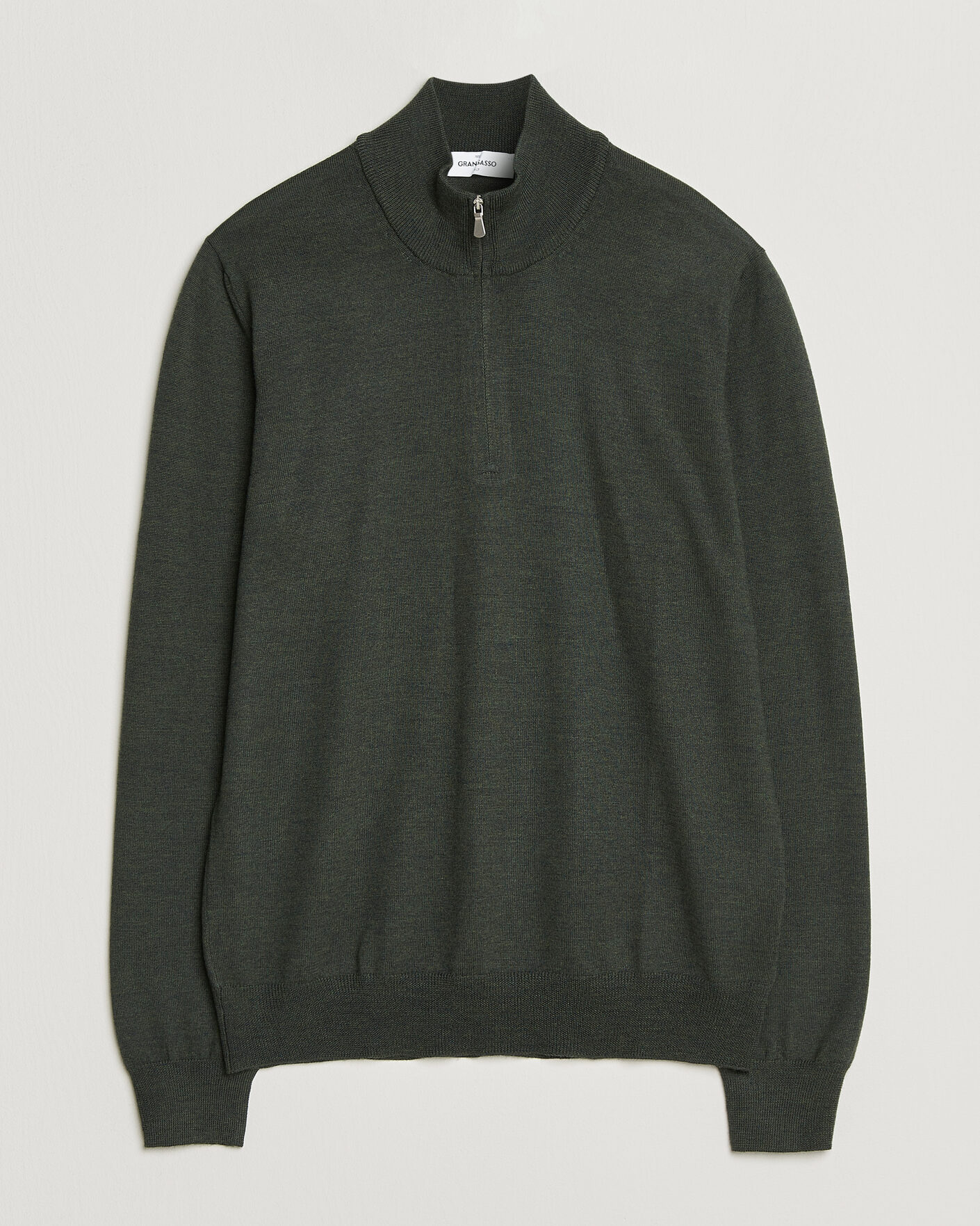 Homme | Pulls Et Tricots | Gran Sasso | Merino Fashion Fit Half Zip Olive Melange