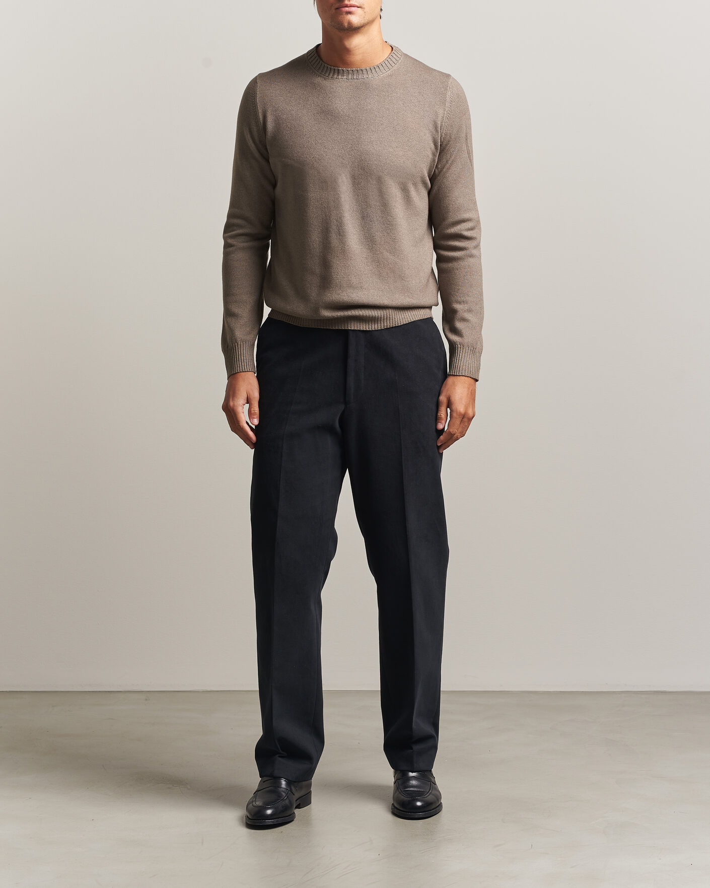 Homme | Pulls Et Tricots | Gran Sasso | Wool/Cashmere Washed Crew Neck Brown Melange