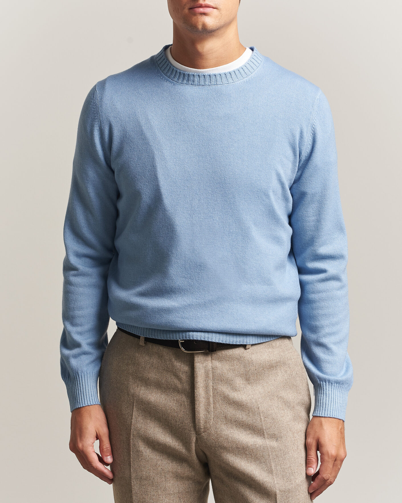 Homme | Pulls Et Tricots | Gran Sasso | Wool/Cashmere Washed Crew Neck Blue Melange