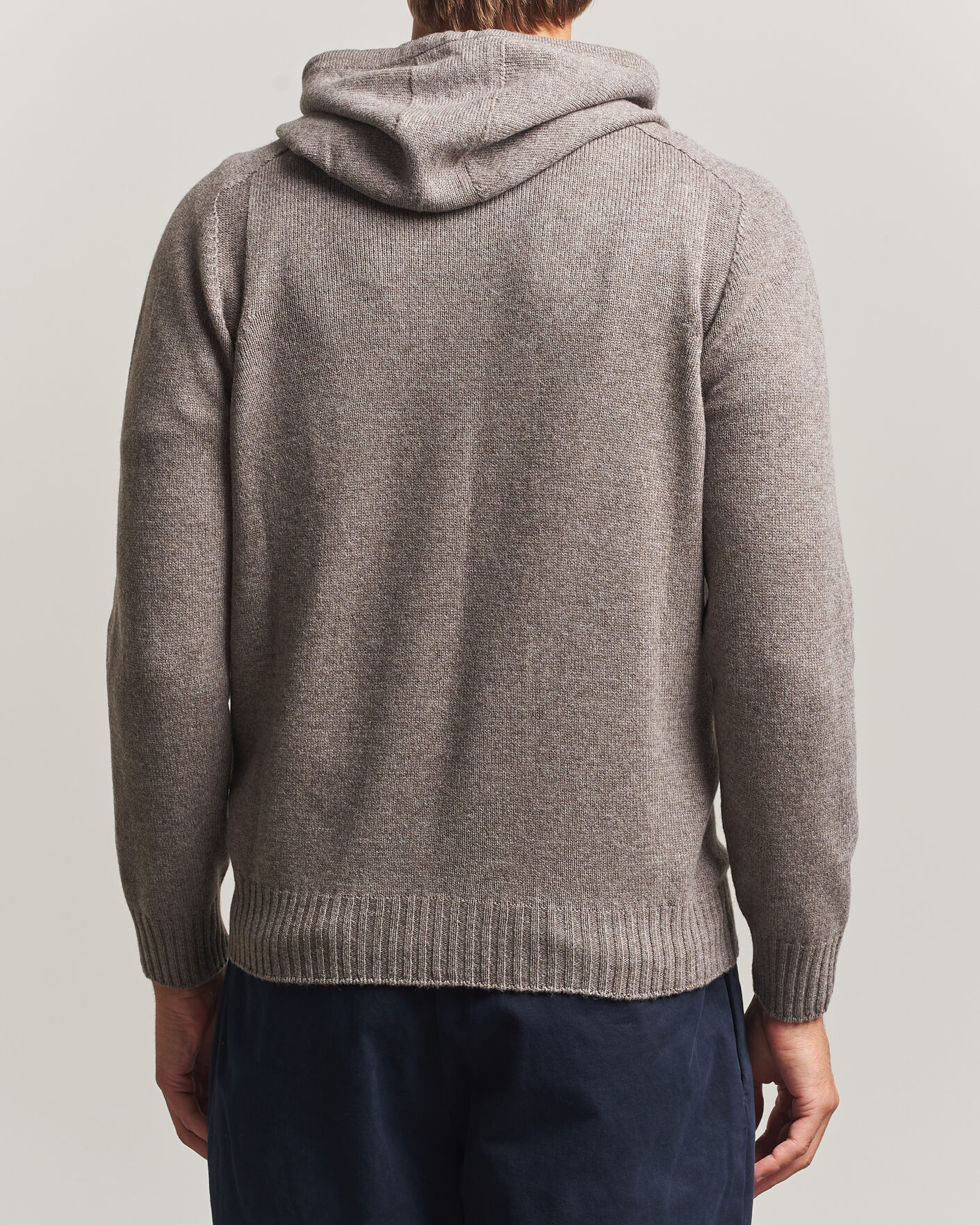 Heren | Truien | Gran Sasso | Full Zip Wool Hoodie Taupe Melange