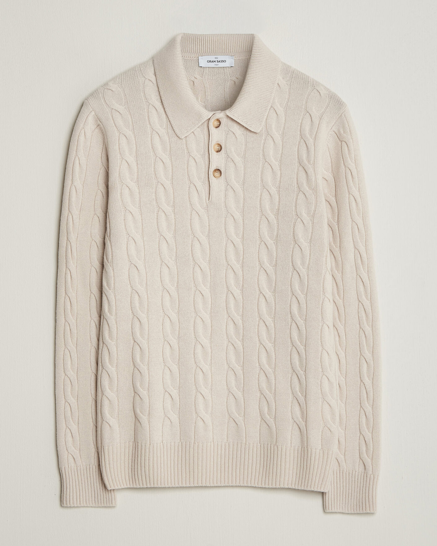 Homme | Pulls Et Tricots | Gran Sasso | Wool/Cashmere Cable Polo Beige Melange
