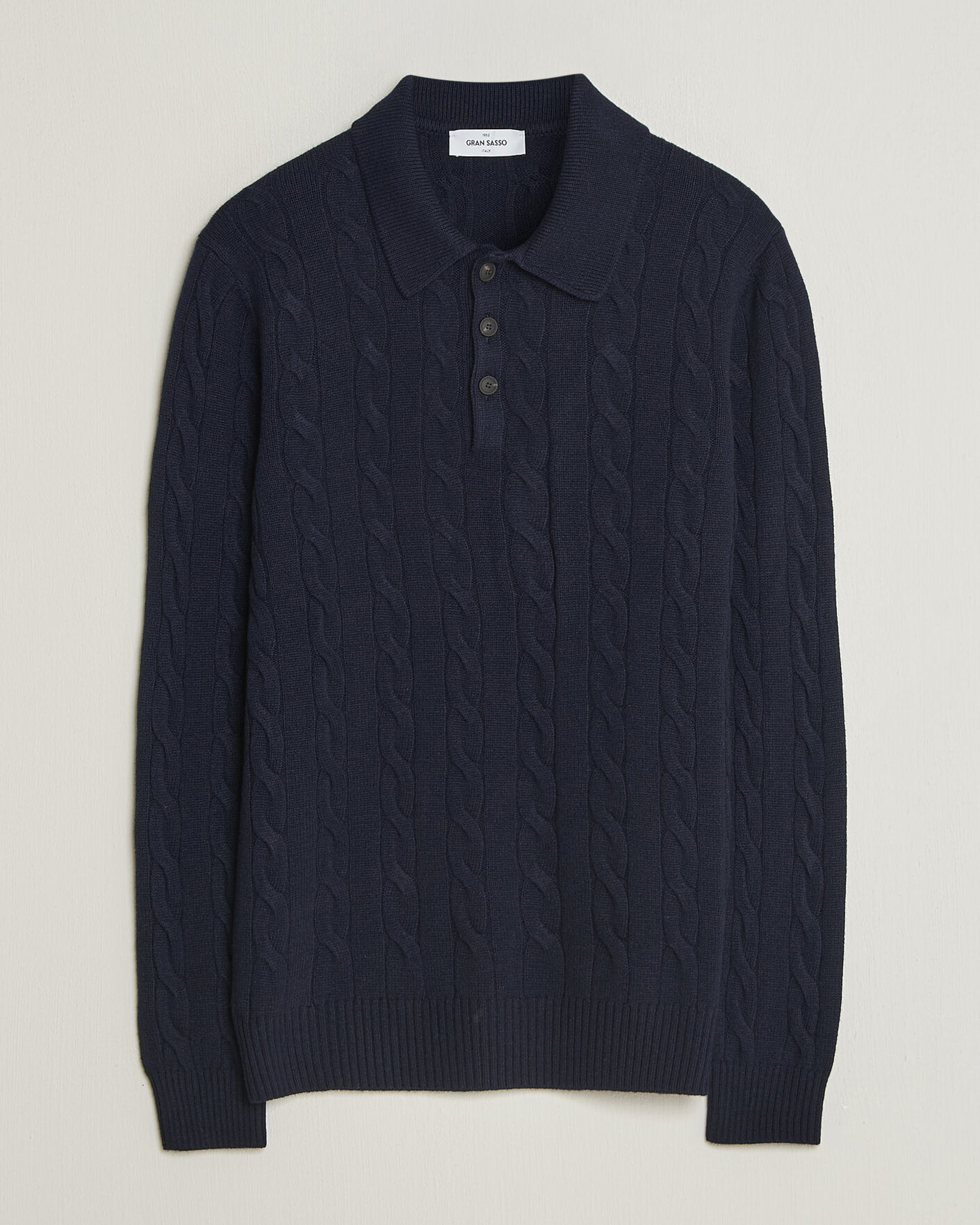 Homme | Pulls Et Tricots | Gran Sasso | Wool/Cashmere Cable Polo Navy