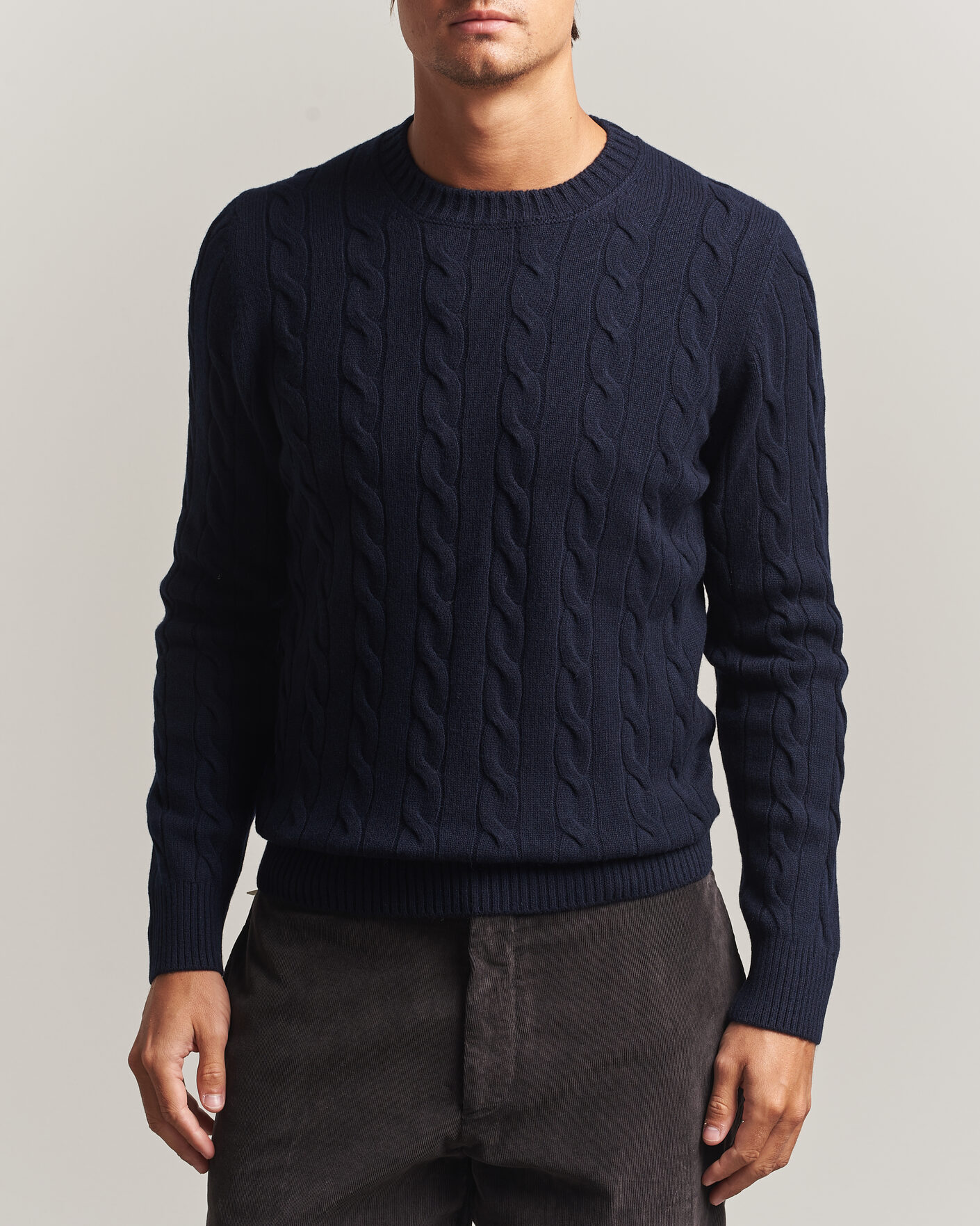 Homme | Pulls Et Tricots | Gran Sasso | Wool/Cashmere Cable Crew Neck Navy
