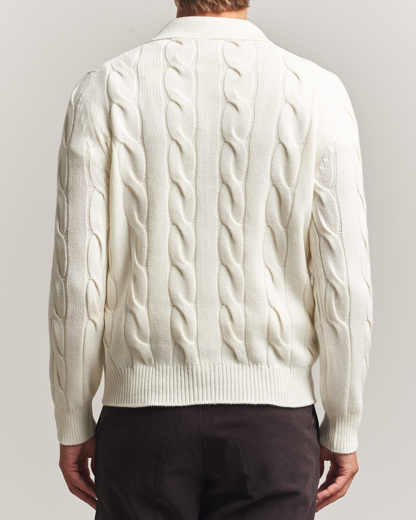 Homme | Pulls Et Tricots | Gran Sasso | Wool/Cashmere Cable Full Zip Cream