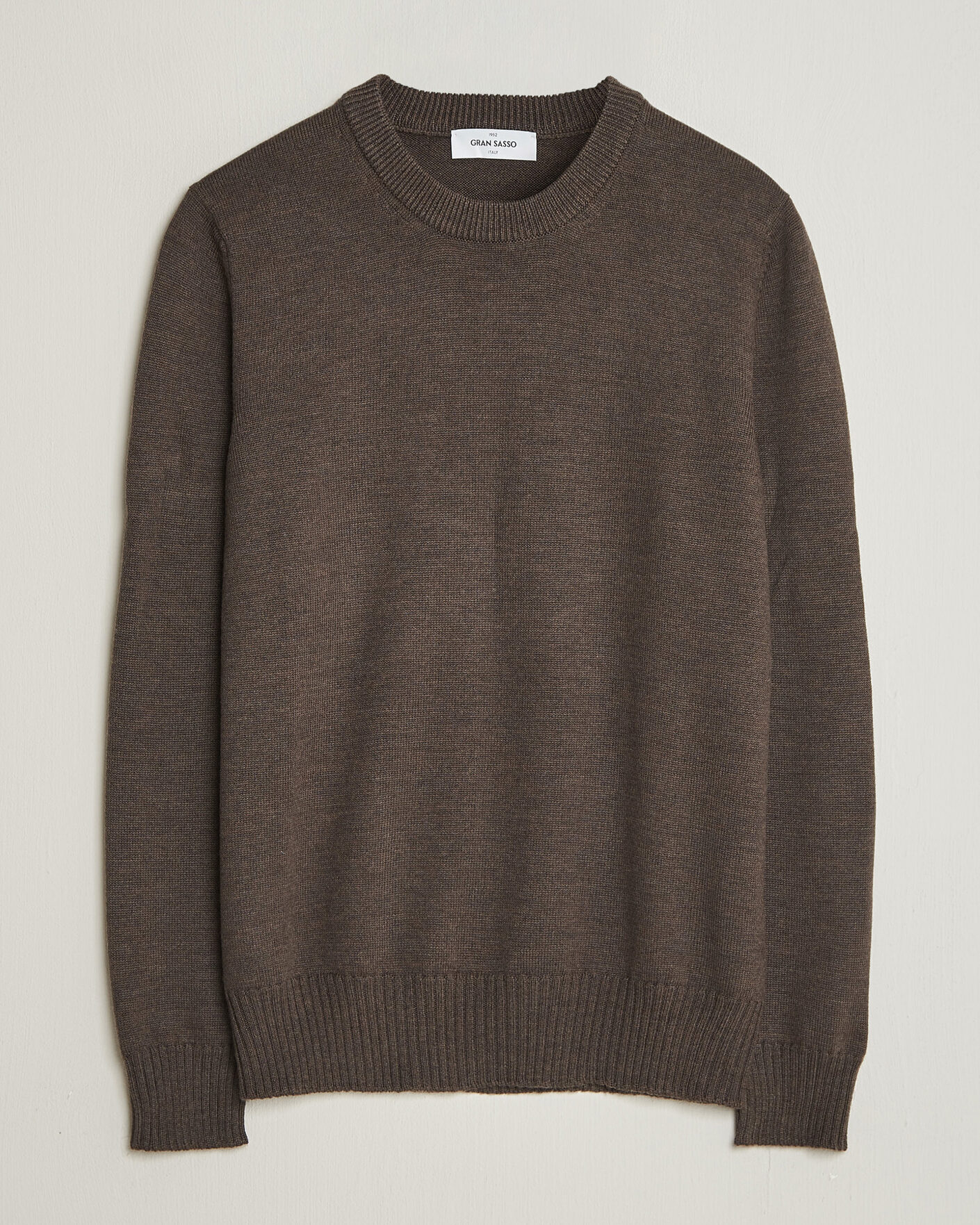 Heren | Truien | Gran Sasso | Merino Knitted Crew Neck Brown Melange