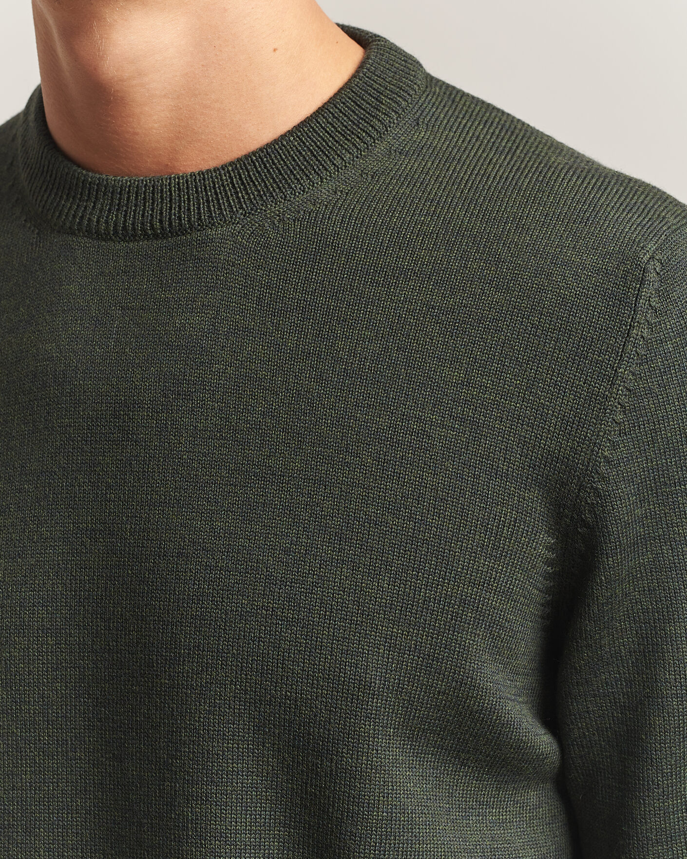 Homme | Pulls Et Tricots | Gran Sasso | Merino Knitted Crew Neck Olive Melange