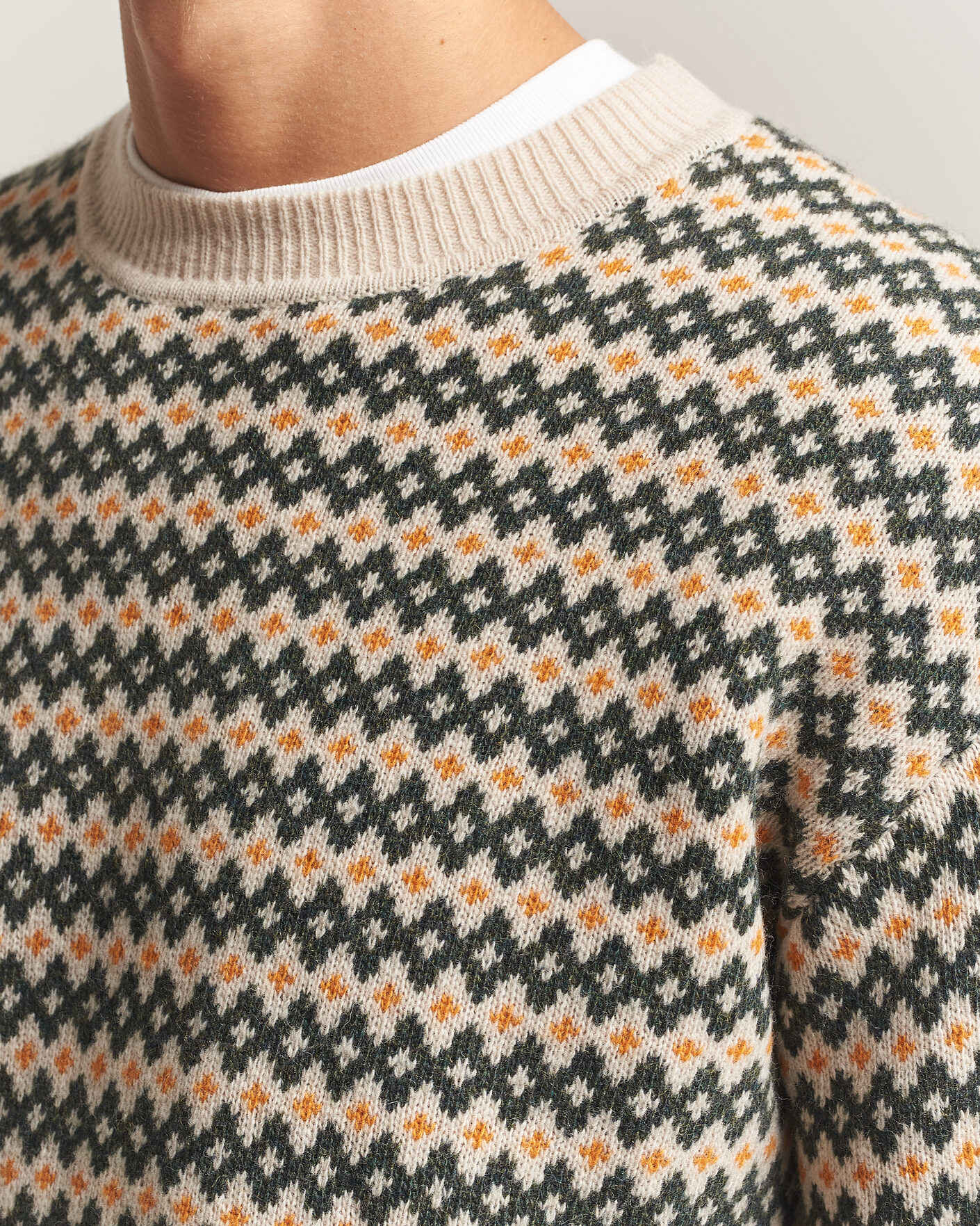Homme | Pulls Et Tricots | KnowledgeCotton Apparel | Lambswool Jaquard Sweater Green