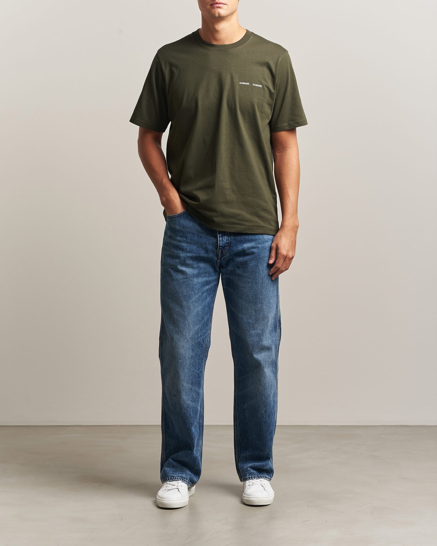 Heren | T-shirts | Samsøe Samsøe | Thomas Cotton T-Shirt Forest Night