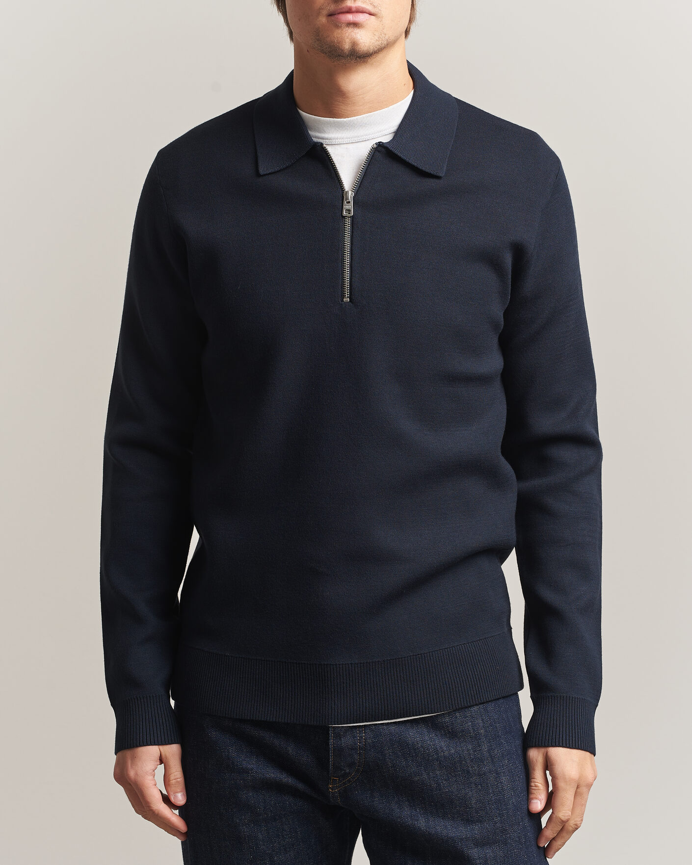 Heren | Truien | Samsøe Samsøe | Matt Half Zip Polo Sky Captain