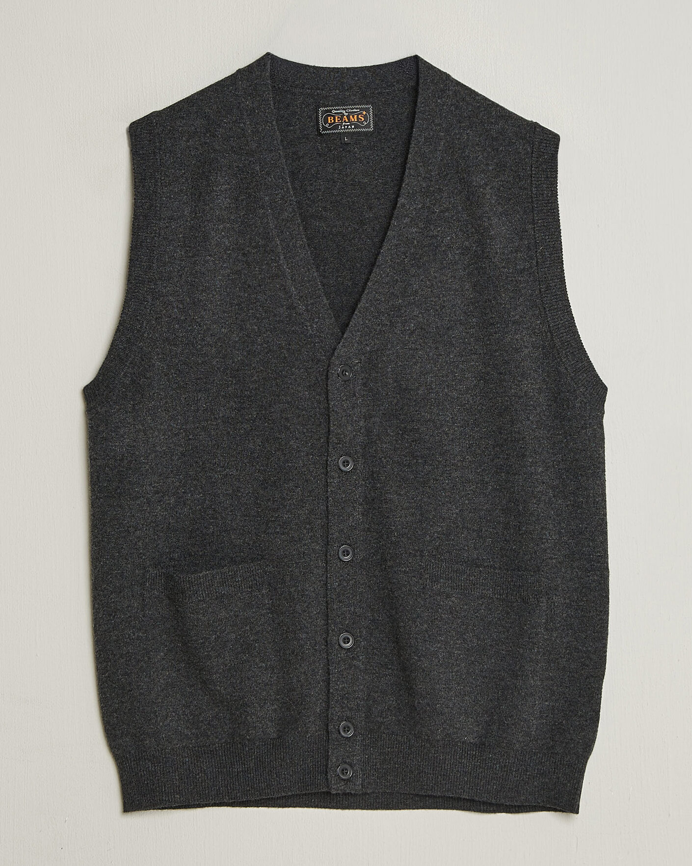 Heren | Truien | BEAMS PLUS | Button Knit Vest Charcoal
