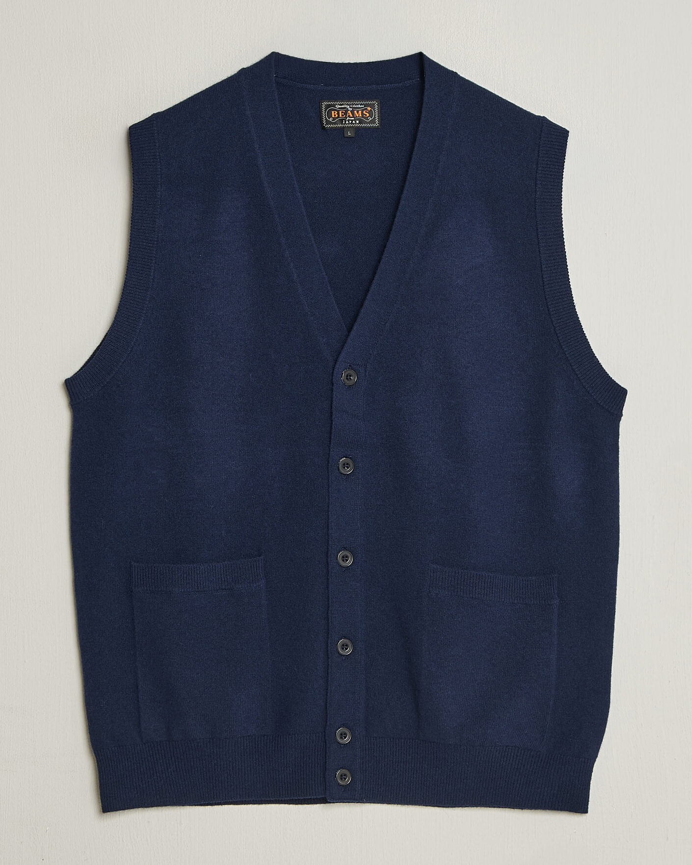Heren | Truien | BEAMS PLUS | Button Knit Vest Navy