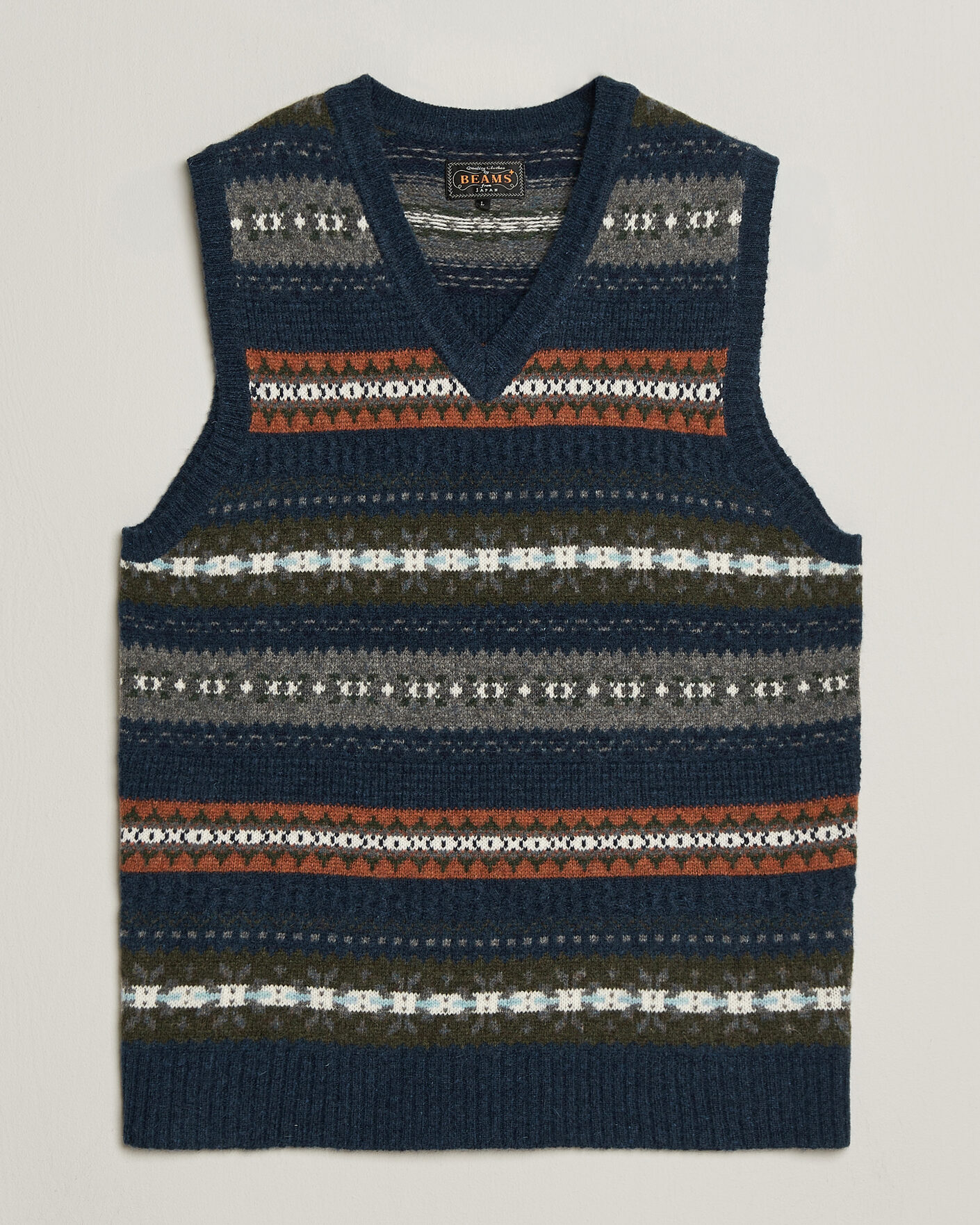 Heren | Truien | BEAMS PLUS | Fair Isle Knit Vest Navy