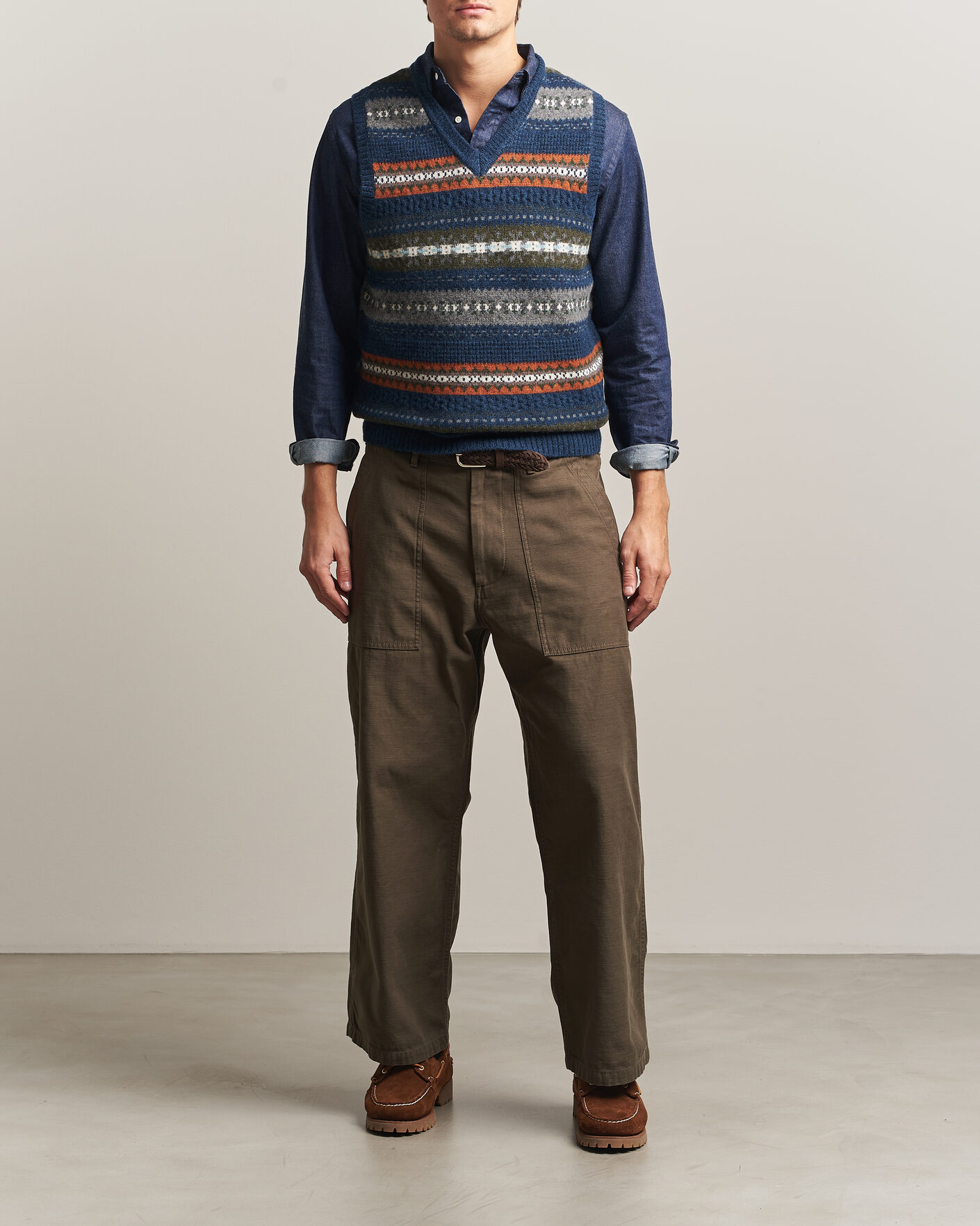 Heren | Truien | BEAMS PLUS | Fair Isle Knit Vest Navy