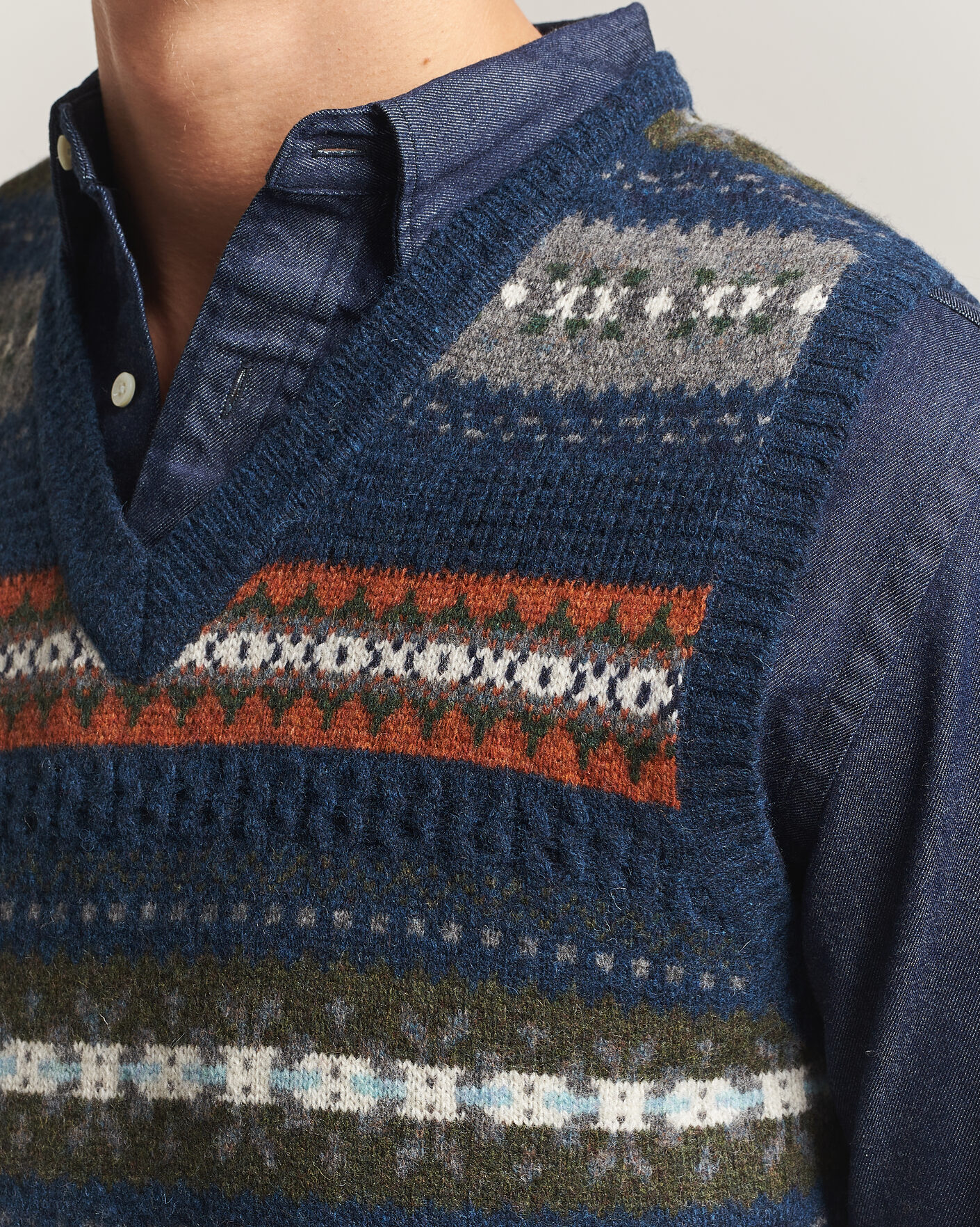 Heren | Truien | BEAMS PLUS | Fair Isle Knit Vest Navy
