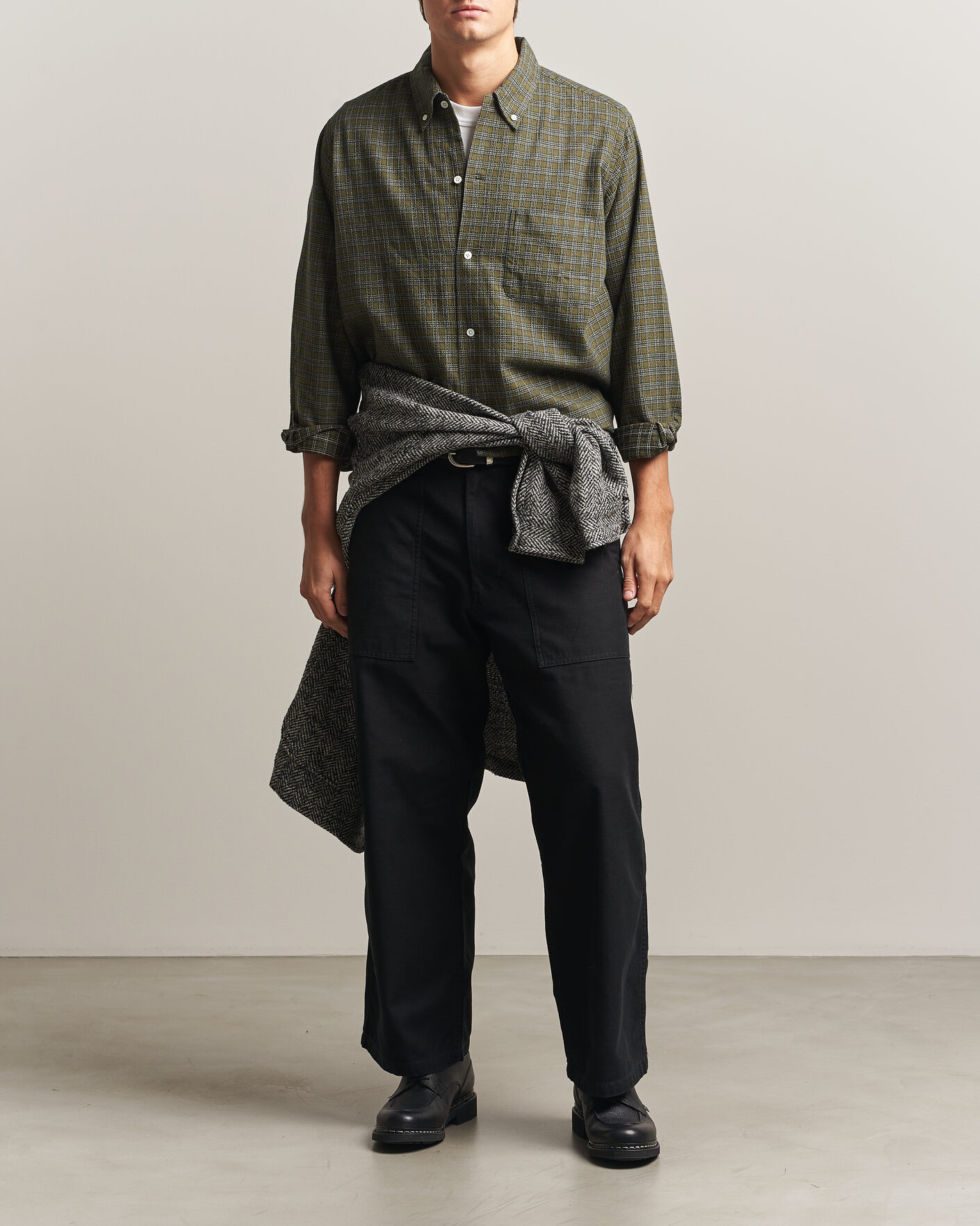 Homme | Chemises | BEAMS PLUS | Dobby Plaid Button Down Shirt Dark Green