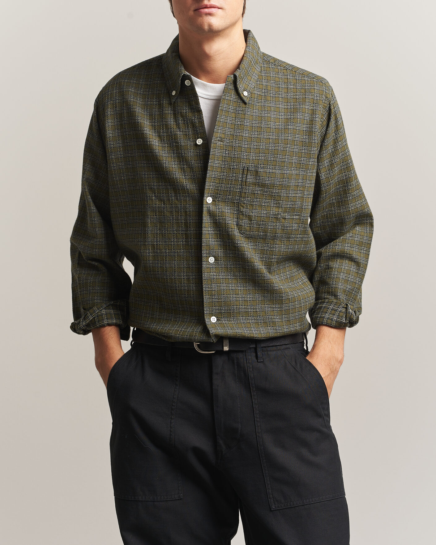 Homme | Chemises | BEAMS PLUS | Dobby Plaid Button Down Shirt Dark Green