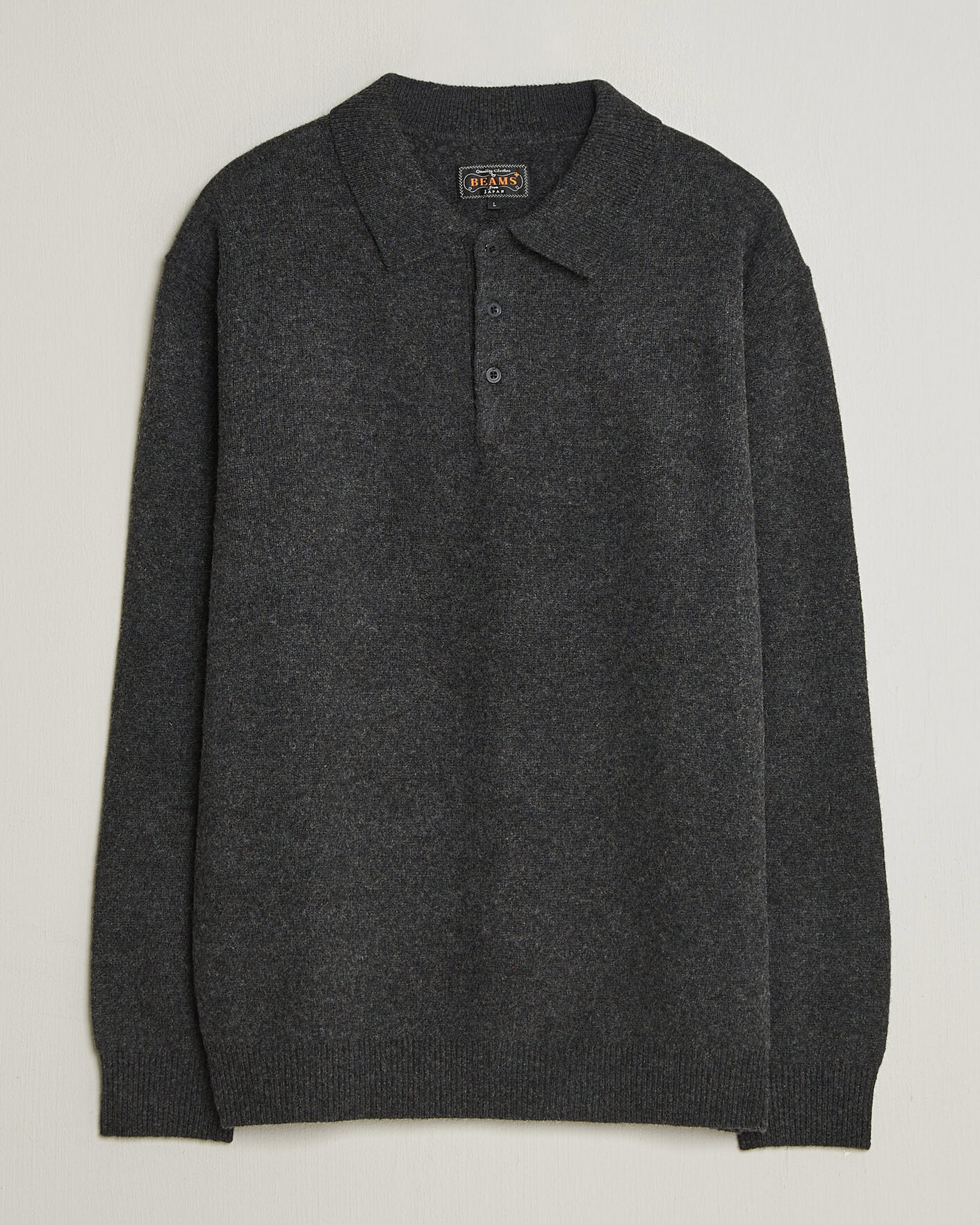 Heren | Truien | BEAMS PLUS | Knitted Wool Polo Charcoal