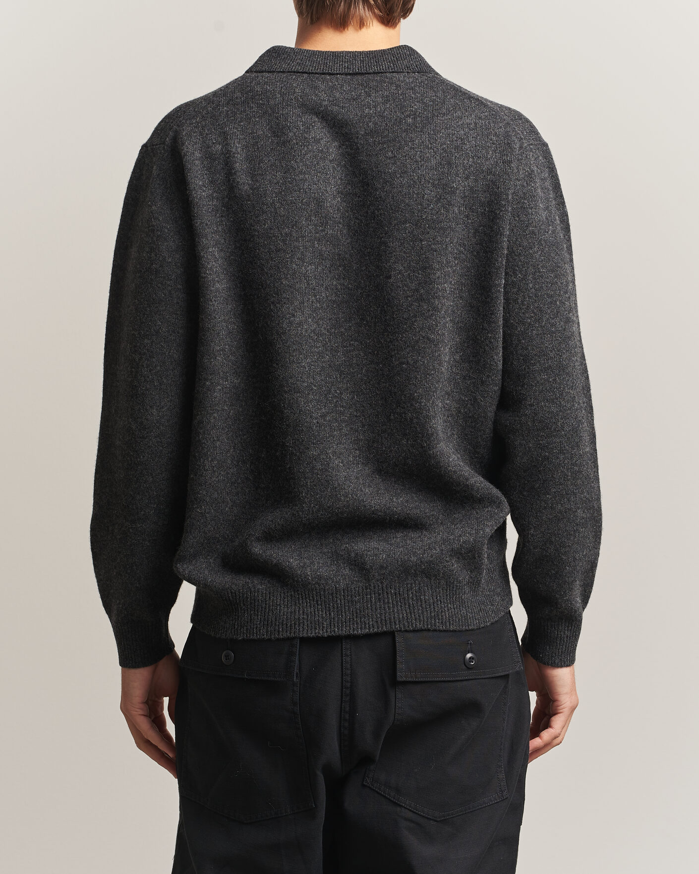 Heren | Truien | BEAMS PLUS | Knitted Wool Polo Charcoal
