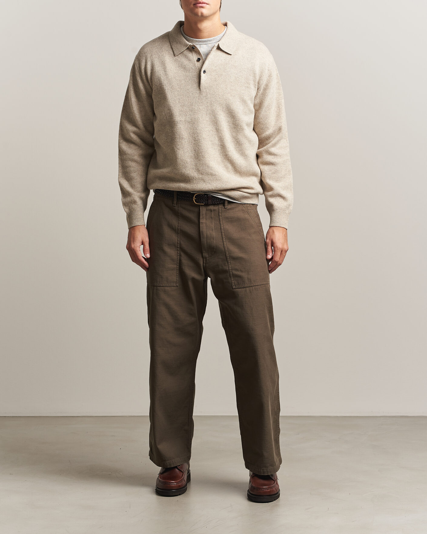 Homme | Pulls Et Tricots | BEAMS PLUS | Knitted Wool Polo Beige