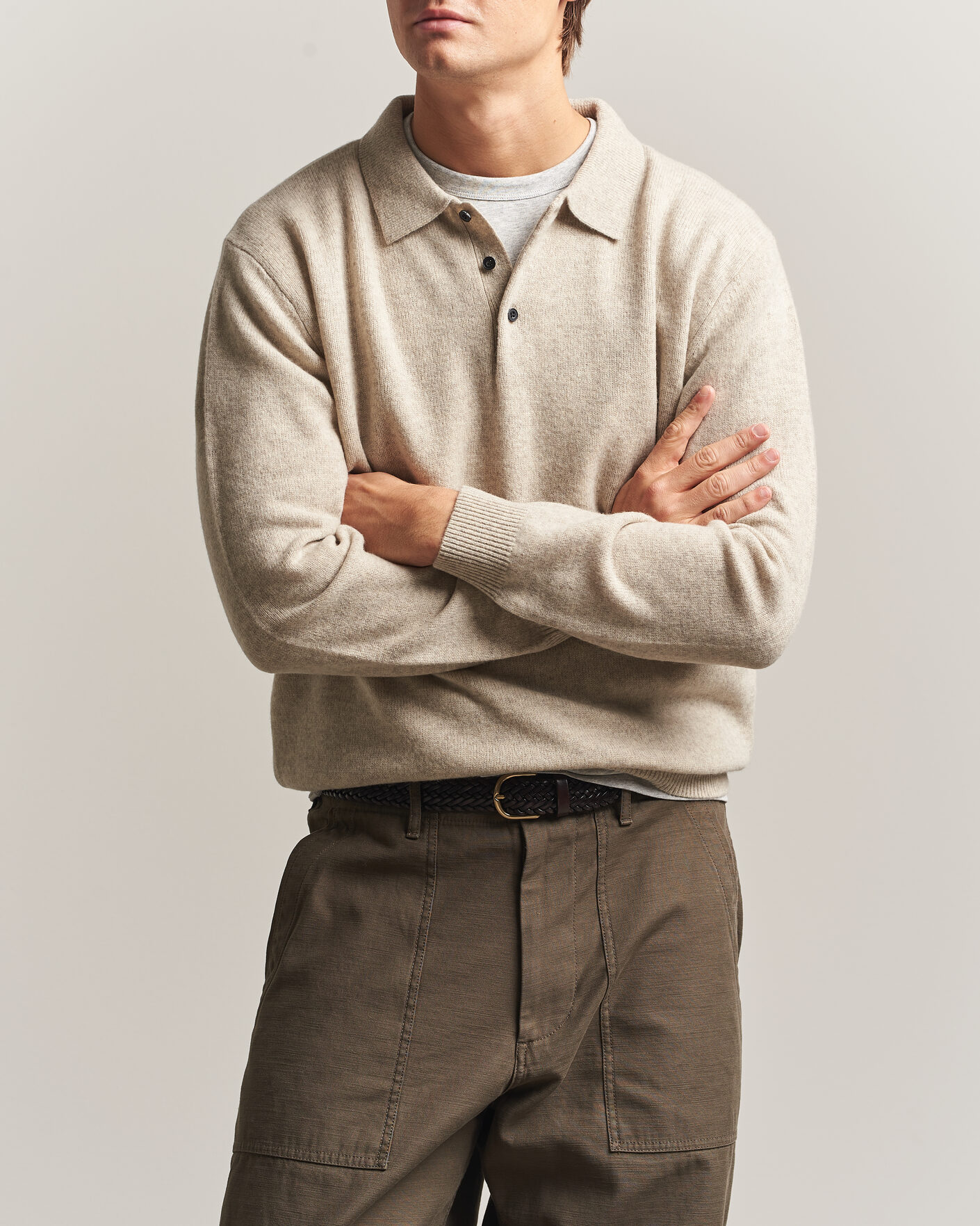 Homme | Pulls Et Tricots | BEAMS PLUS | Knitted Wool Polo Beige