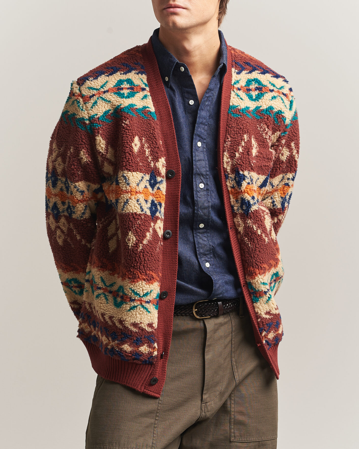 Homme | Pulls Et Tricots | BEAMS PLUS | Boa Jacquard Cardigan Brown