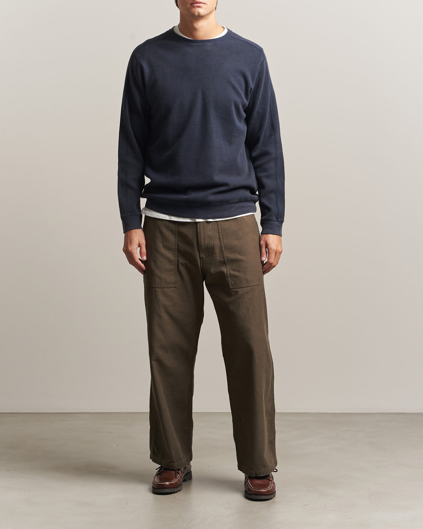 Heren | T-shirts | BEAMS PLUS | Fade Thermal Crew Navy