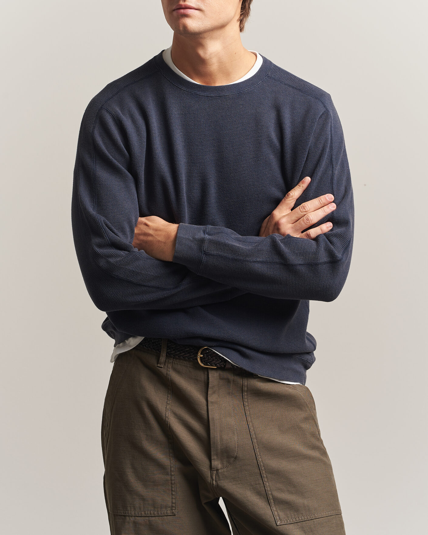 Heren | T-shirts | BEAMS PLUS | Fade Thermal Crew Navy