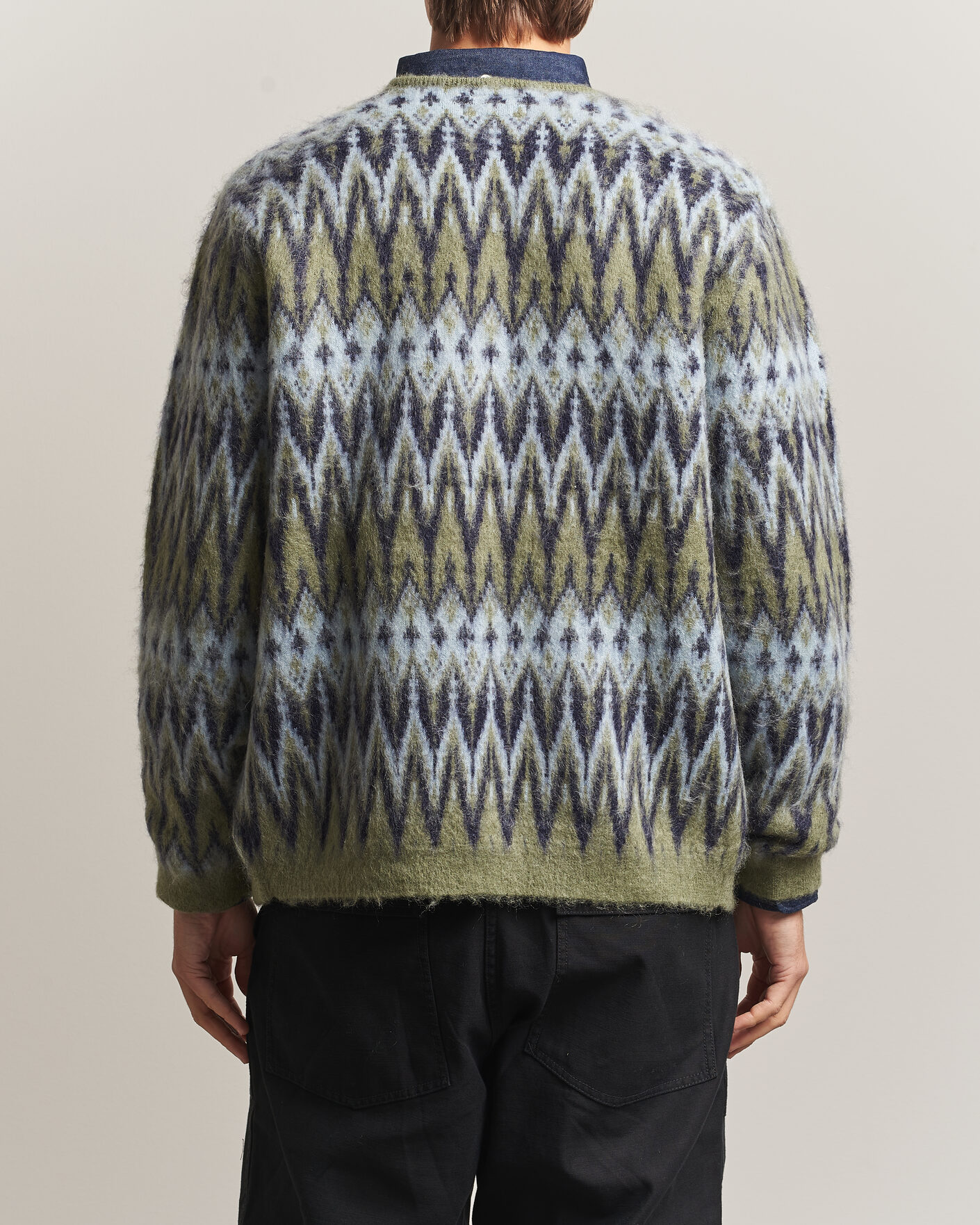 Homme | Pulls Et Tricots | BEAMS PLUS | Chevron Jacquard Cardigan Green/Grey