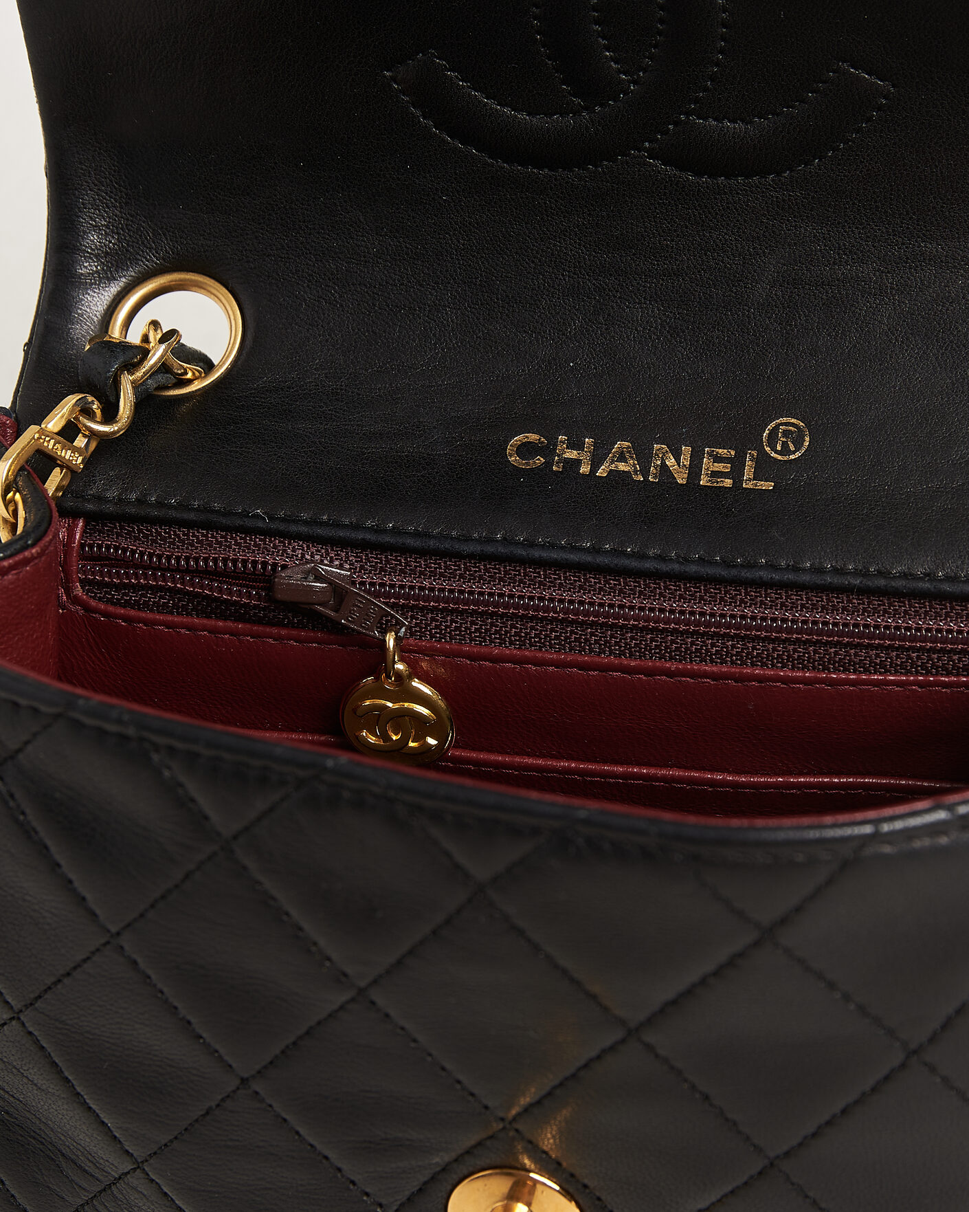 Heren | Pre-Owned & Vintage Bags | Chanel Pre-Owned | Classic Mini Square Single Flap Bag Lambskin Black