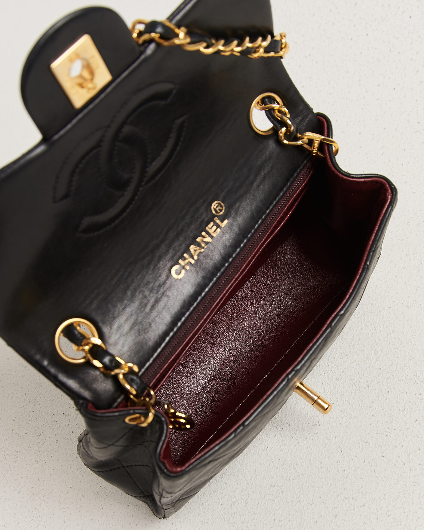 Heren | Pre-Owned & Vintage Bags | Chanel Pre-Owned | Classic Mini Square Single Flap Bag Lambskin Black