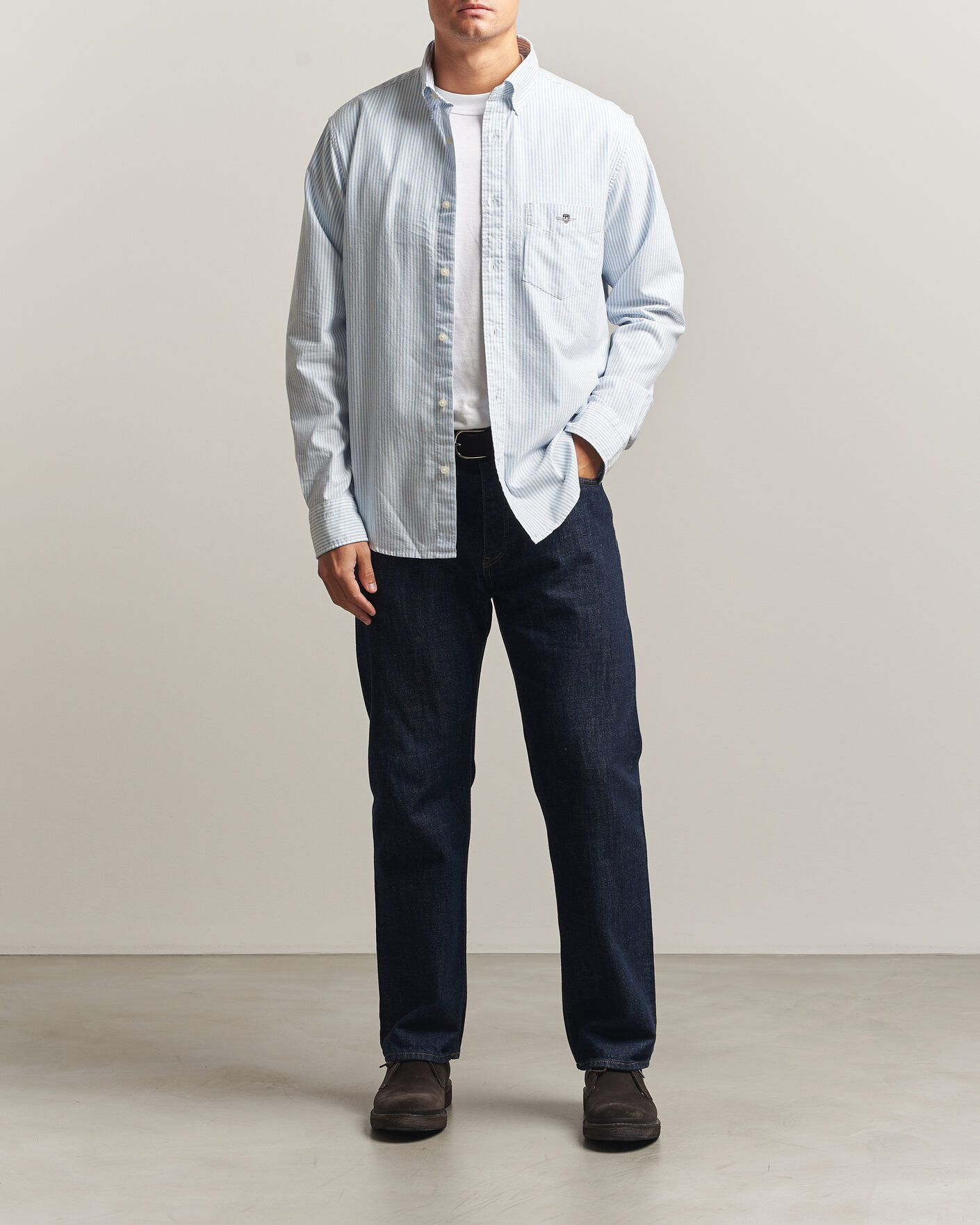 Homme | Chemises | Gant | Regular Fit Striped Oxford Shirt College Blue