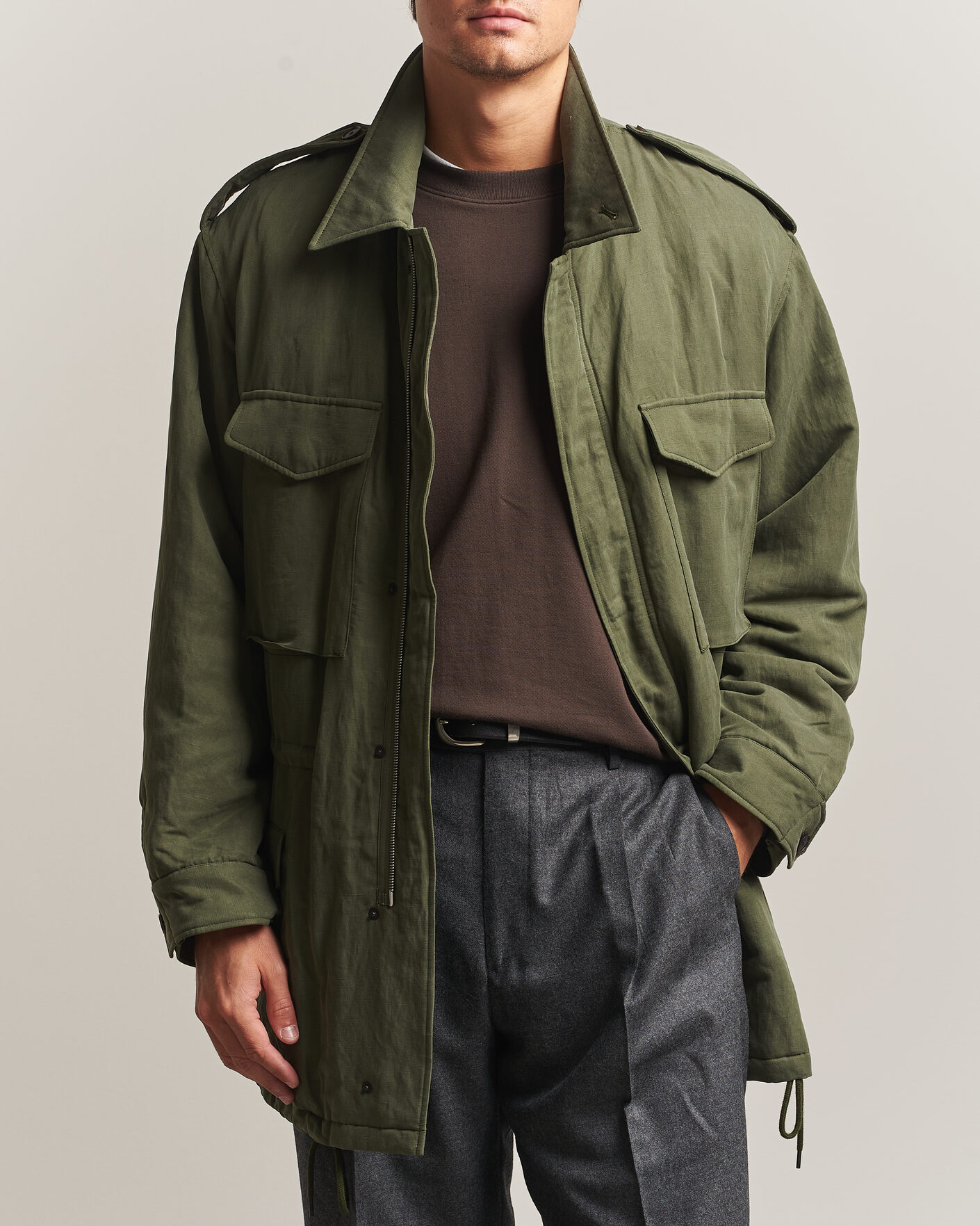 Heren | Jassen | Auralee | Brushed Padded Military Jacket Olive