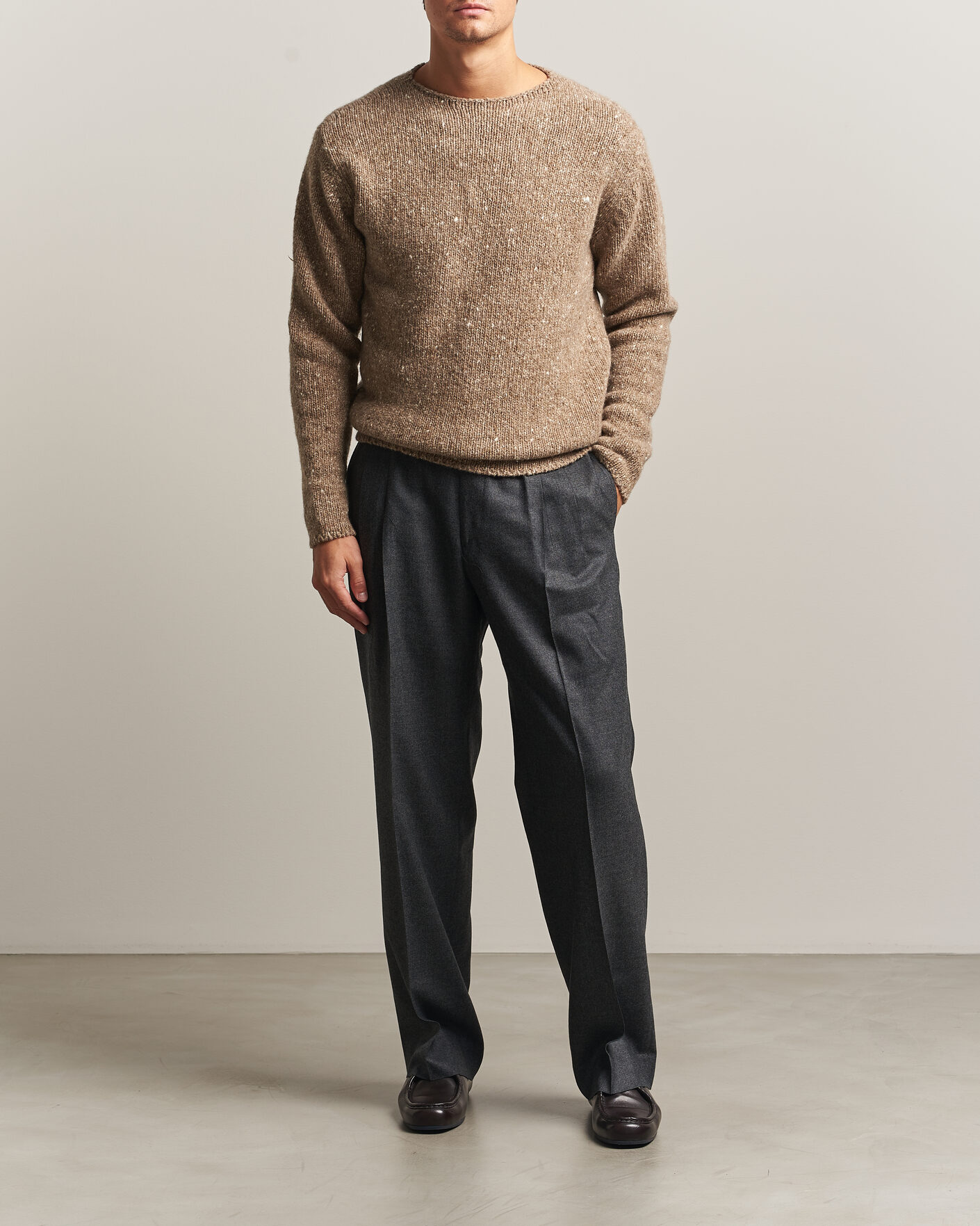 Homme | Pulls Et Tricots | Auralee | Homespun Tweed Knit Pullover Top Brown
