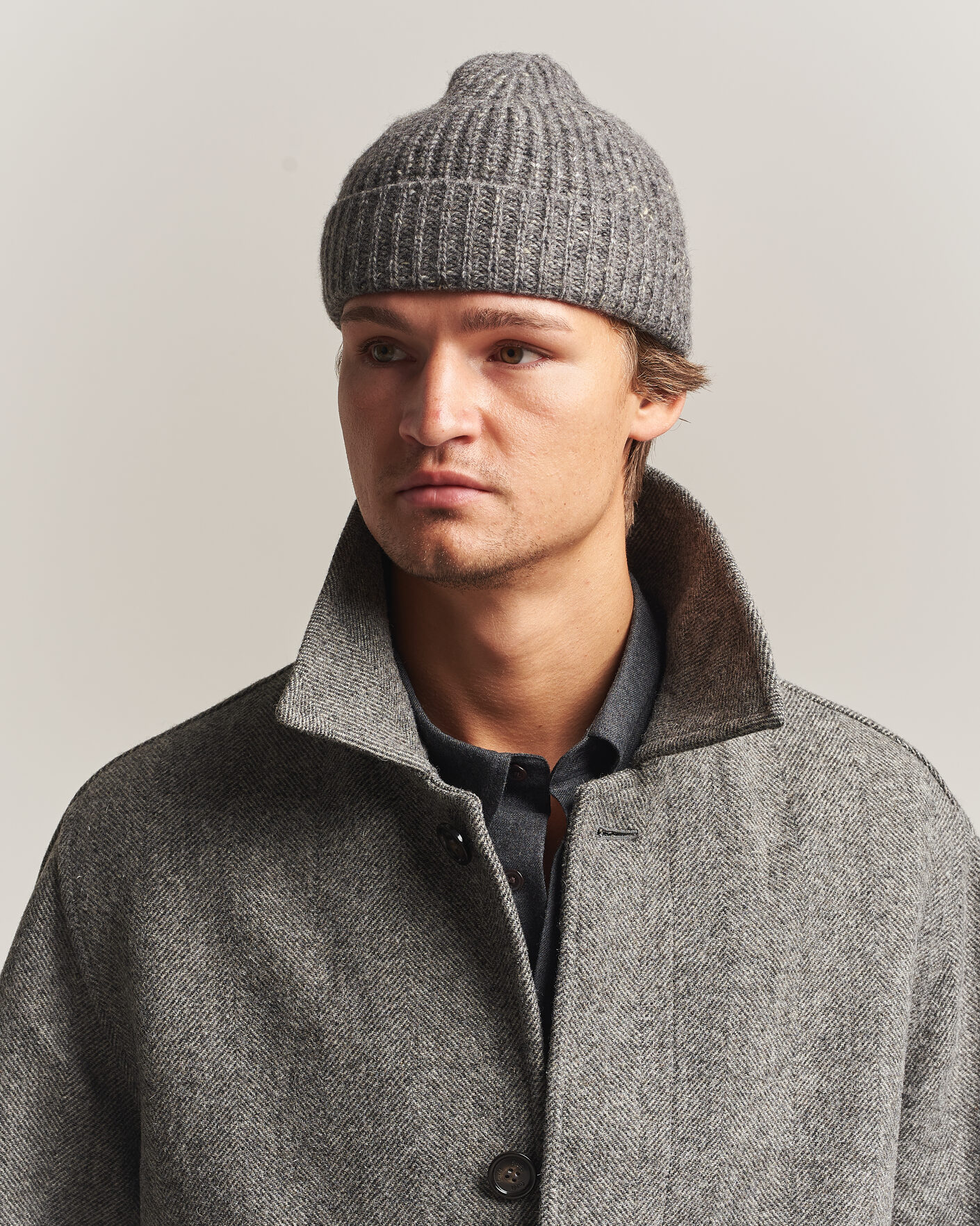 Homme | Bonnets | Auralee | Cashmere Nep Knit Cap Mix Gray