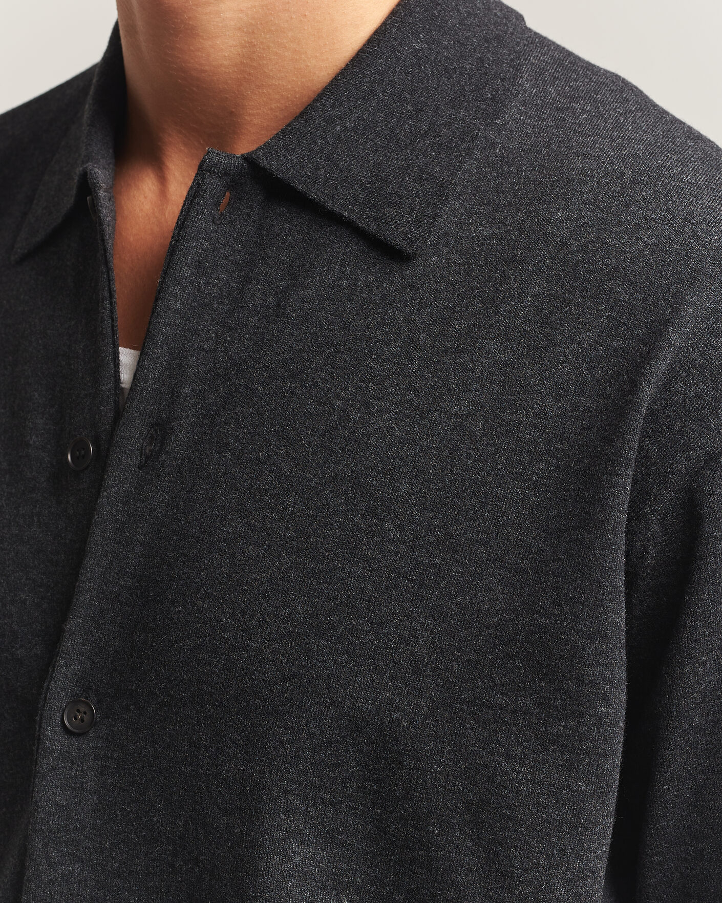 Homme | Pulls Et Tricots | Auralee | High Twist Wool Knit Shirt Cardigan Charcoal