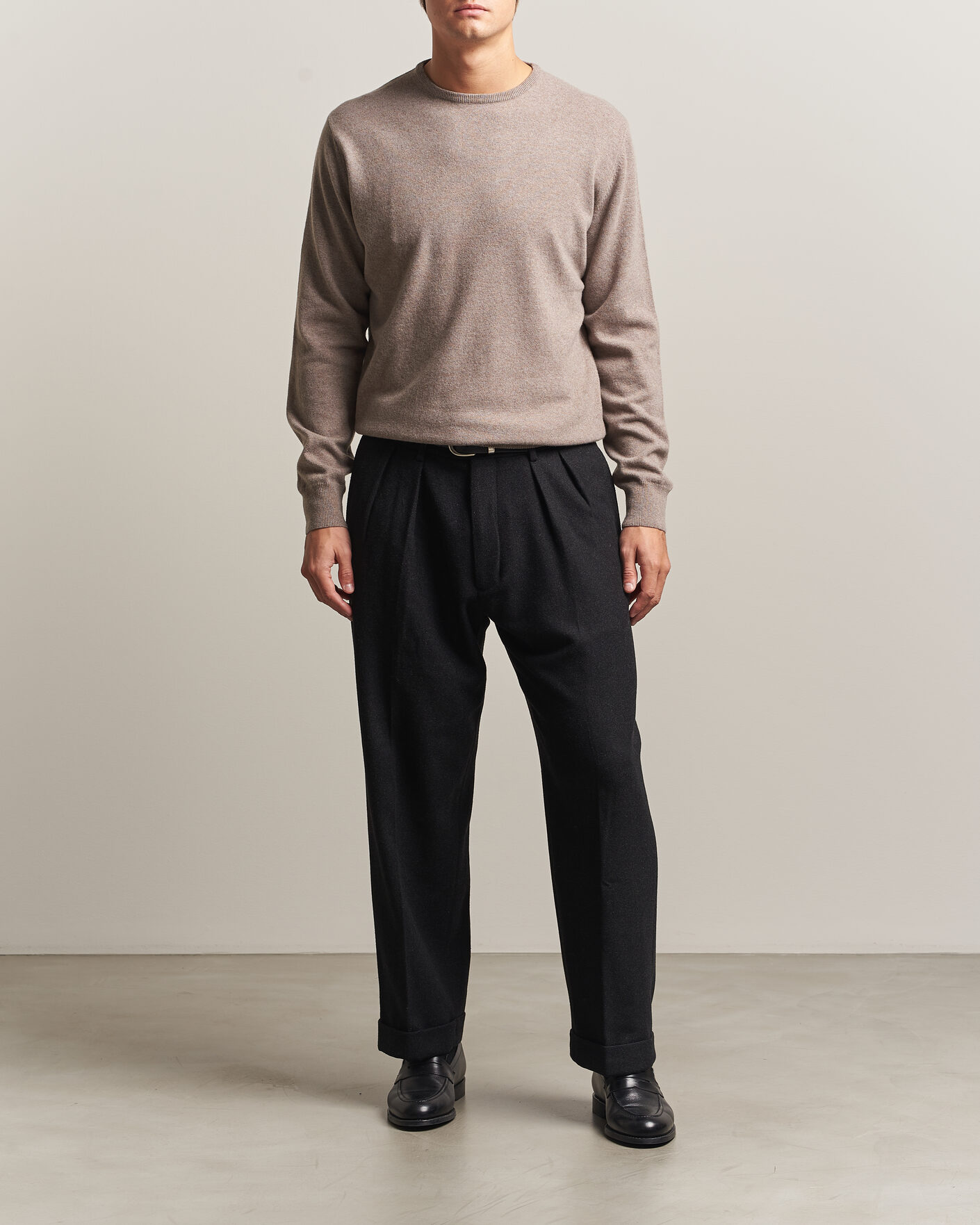 Heren | Truien | Morgano | Wool/Cashmere Crewneck Walnut