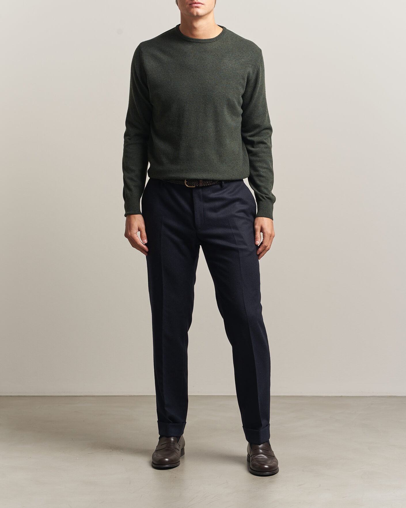 Heren | Truien | Morgano | Wool/Cashmere Crewneck Dark Green