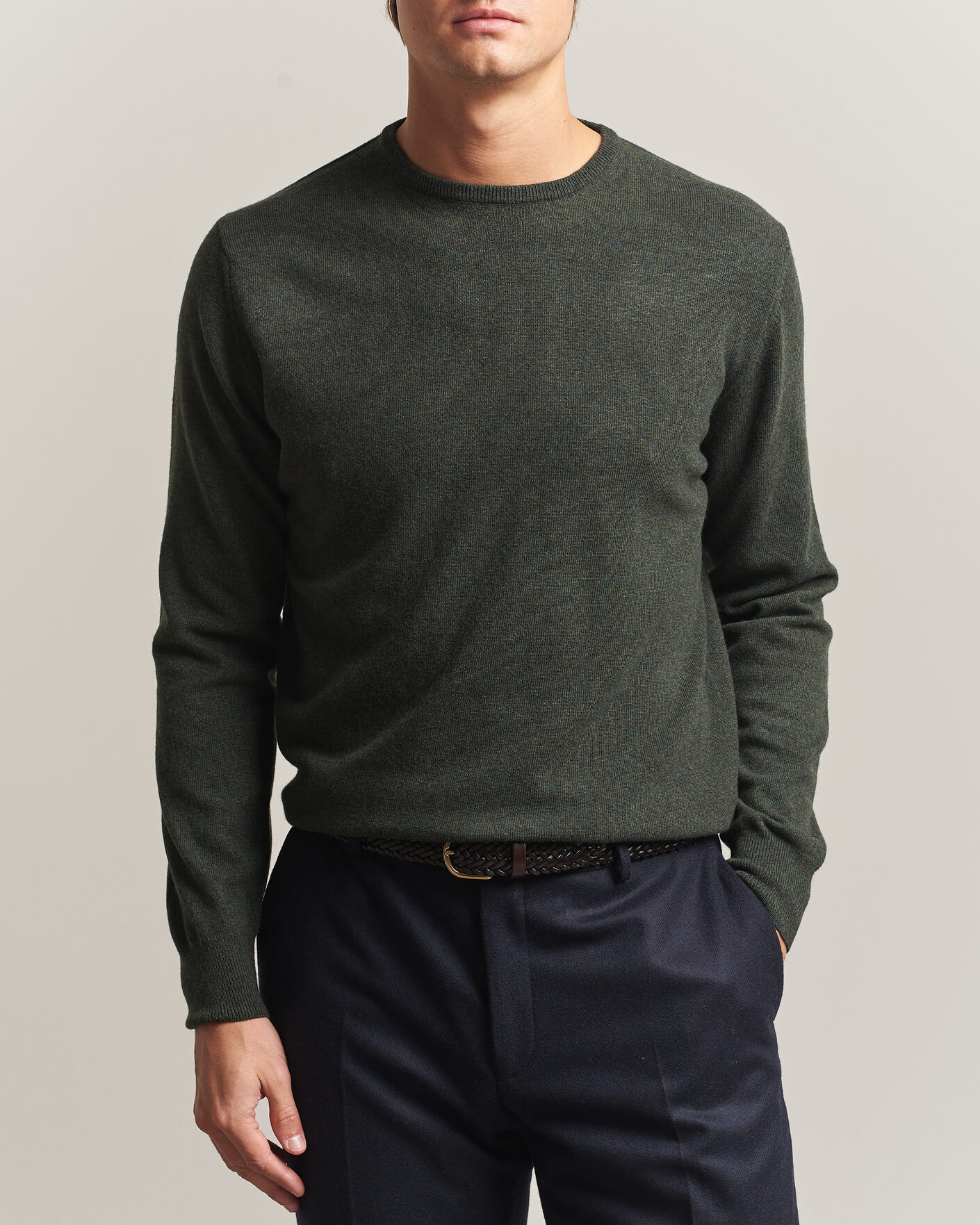 Heren | Truien | Morgano | Wool/Cashmere Crewneck Dark Green