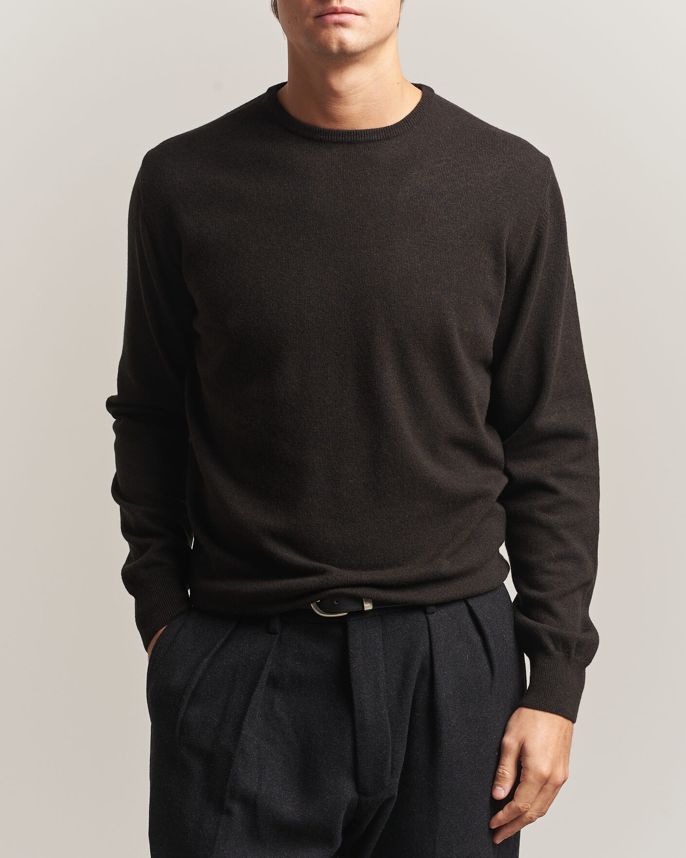 Homme | Pulls Et Tricots | Morgano | Wool/Cashmere Crewneck Dark Brown