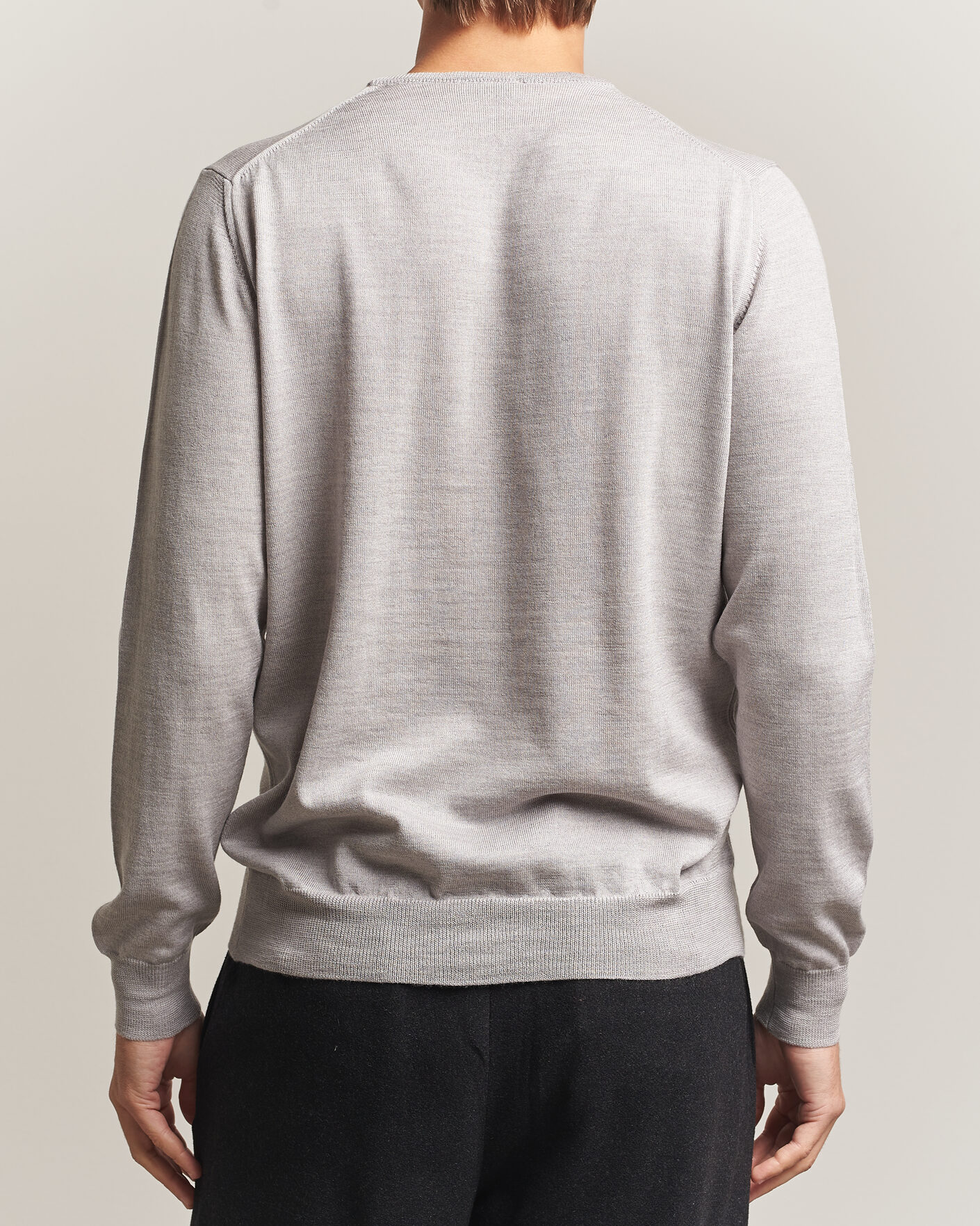 Heren | Truien | Morgano | Extra Fine Merino Wool Crewneck Light Grey
