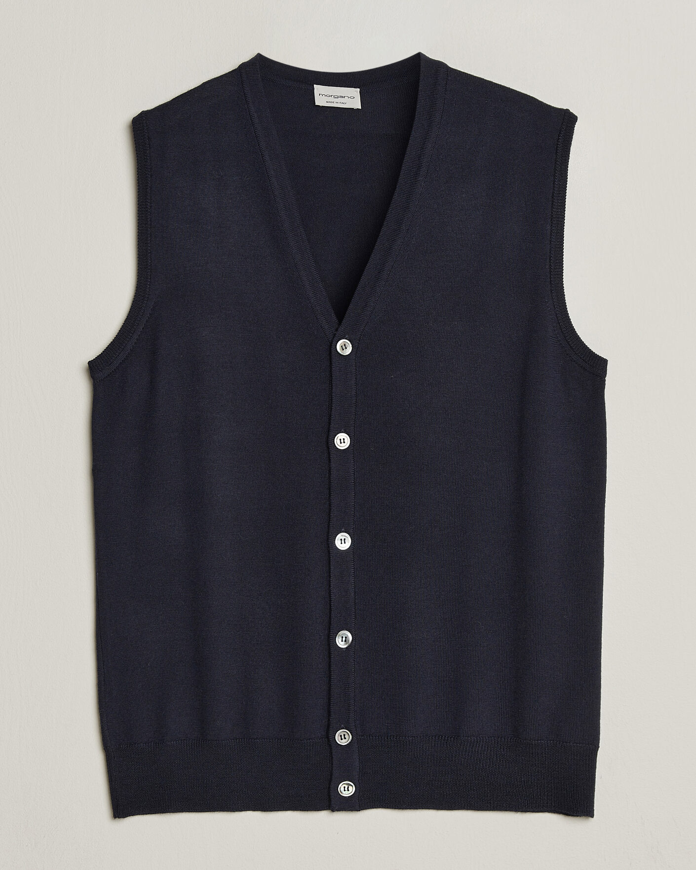 Homme | Pulls Et Tricots | Morgano | Extra Fine Merino Wool Sleevles Cardigan Vest Navy